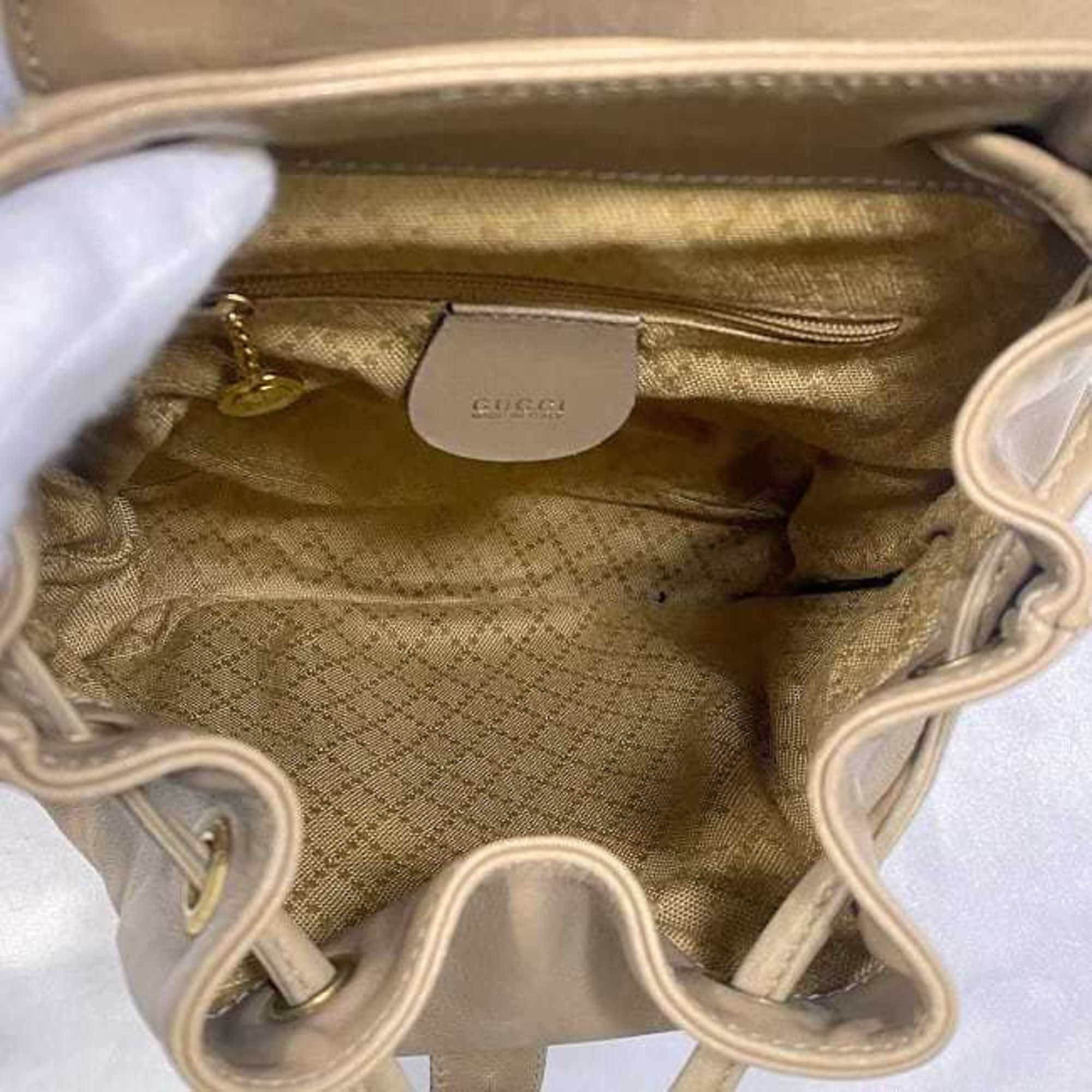 Gucci Beige Leather Bamboo Backpack (Pre-Owned)