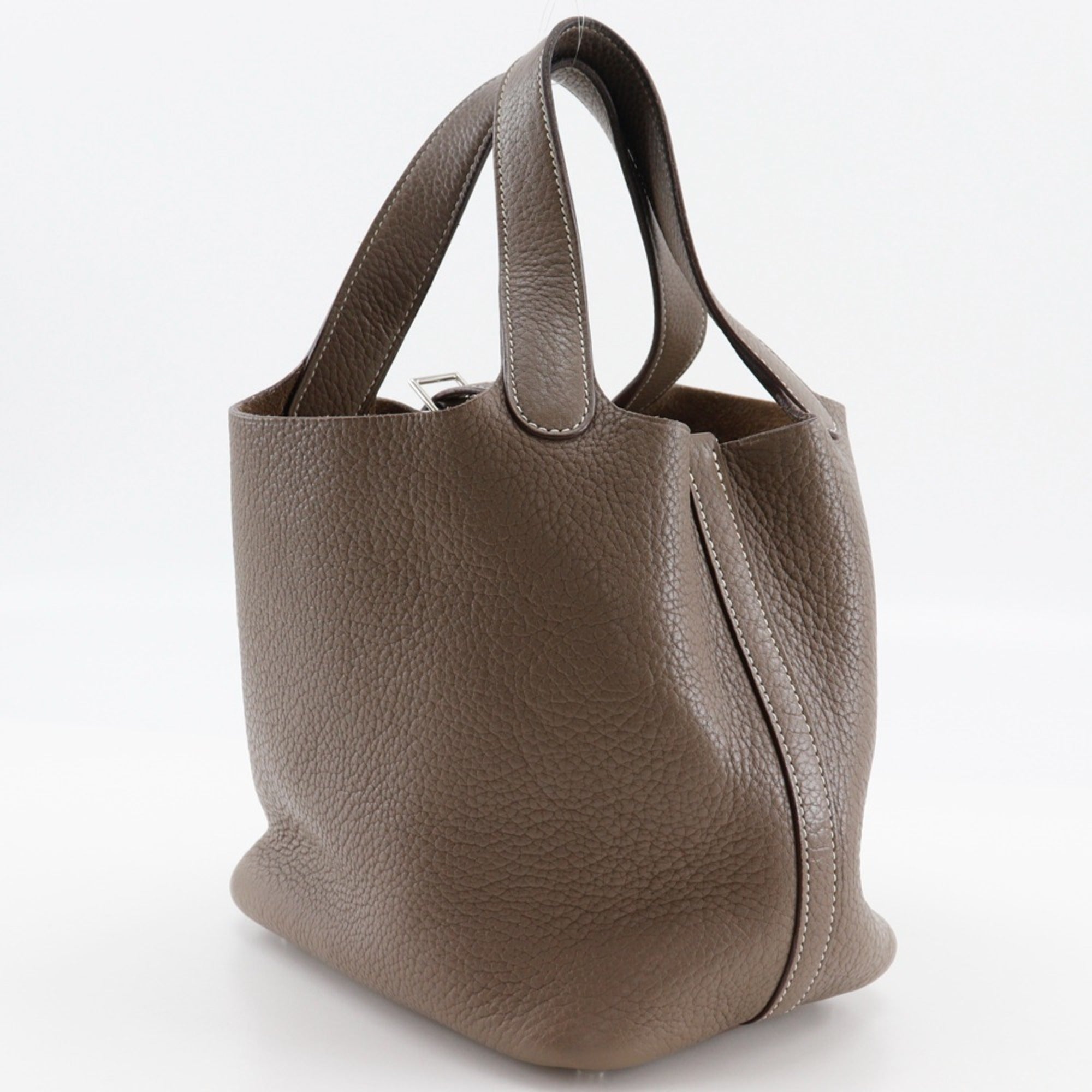 Hermes Picotin Etoupe Gray Taurillon Clemence Leather Handbag (Pre-Owned)