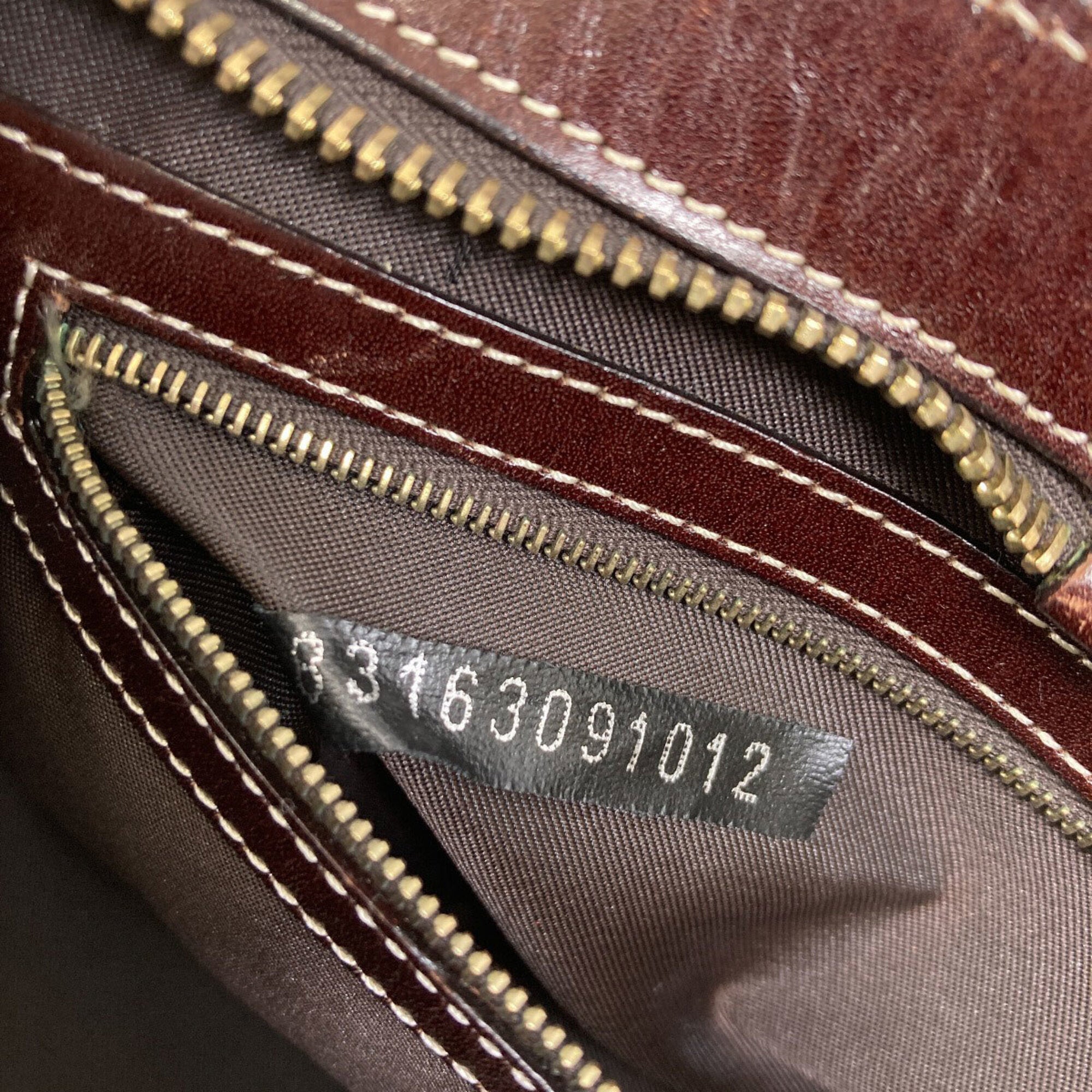 Fendi Zucchino Brown Leather Handbag (Pre-Owned)