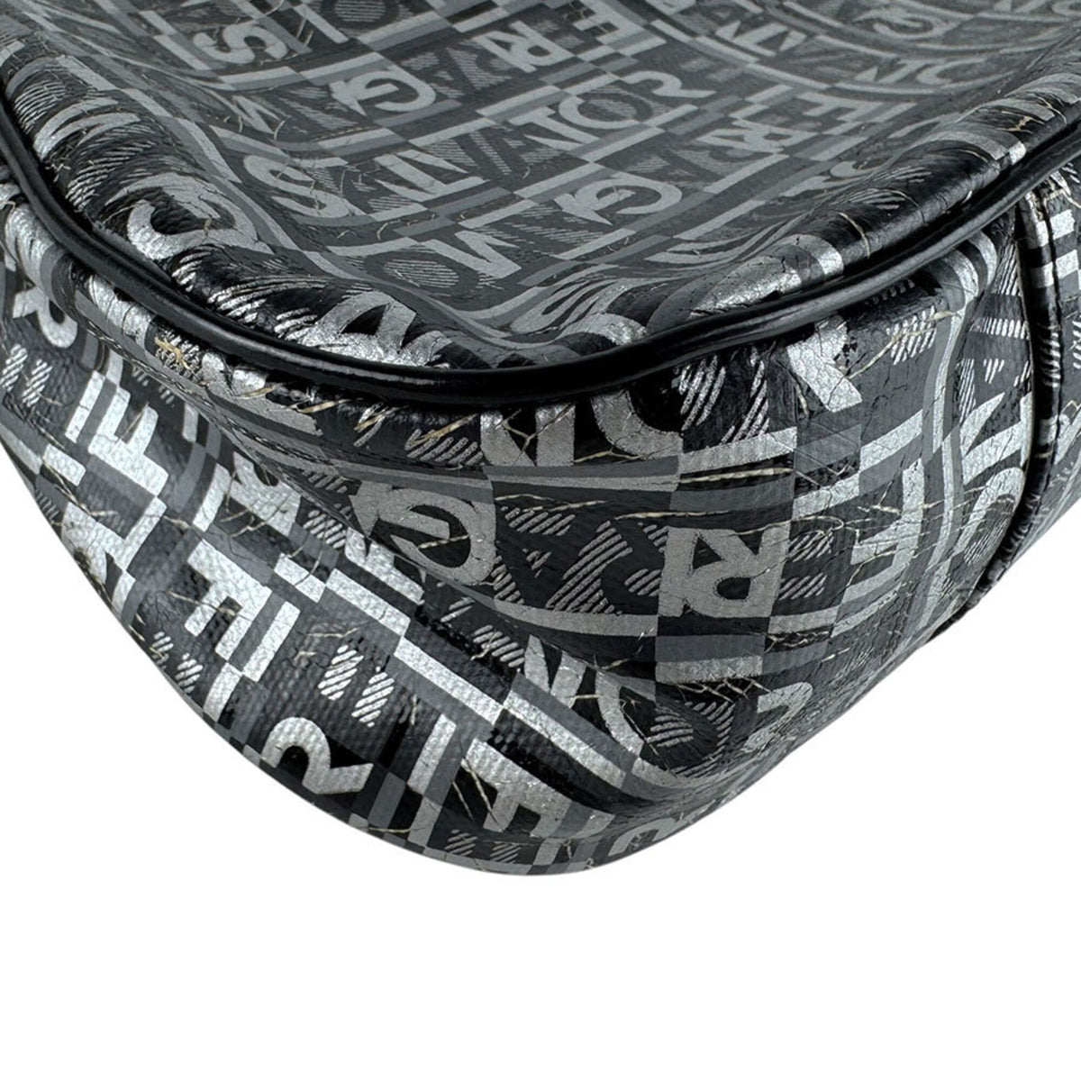 Salvatore Ferragamo Black Coated Canvas Leather Shoulder Bag (Pre-Owned)