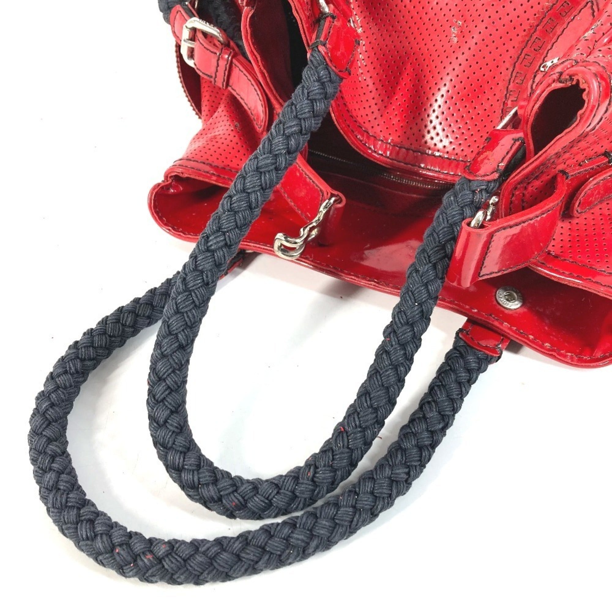 Fendi Black Red Color Shoulder Bag Tote Bag (Pre-Owned)