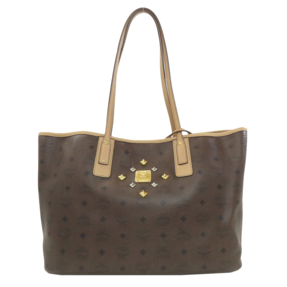 Mcm Beige Dark Brown Pvc Tote Bag (Pre-Owned)