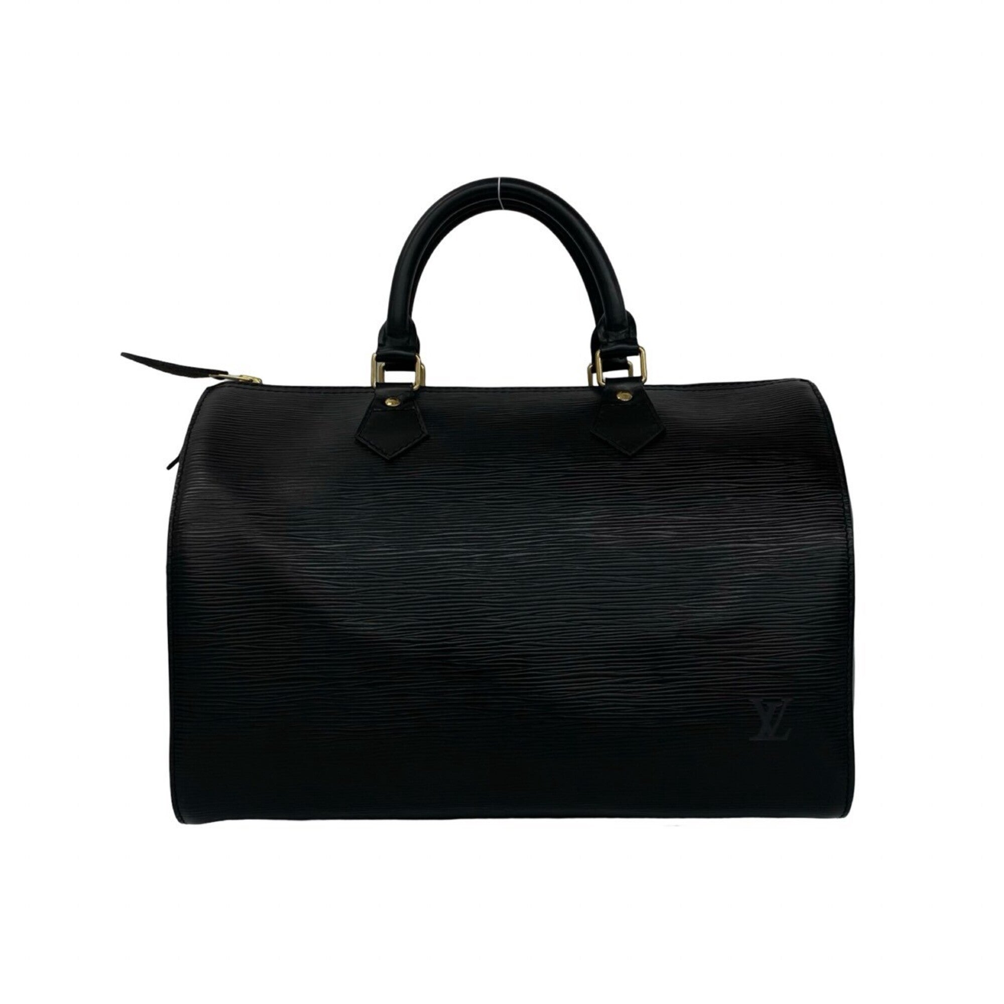 Louis Vuitton Black Leather Boston Bag Handbag (Pre-Owned)