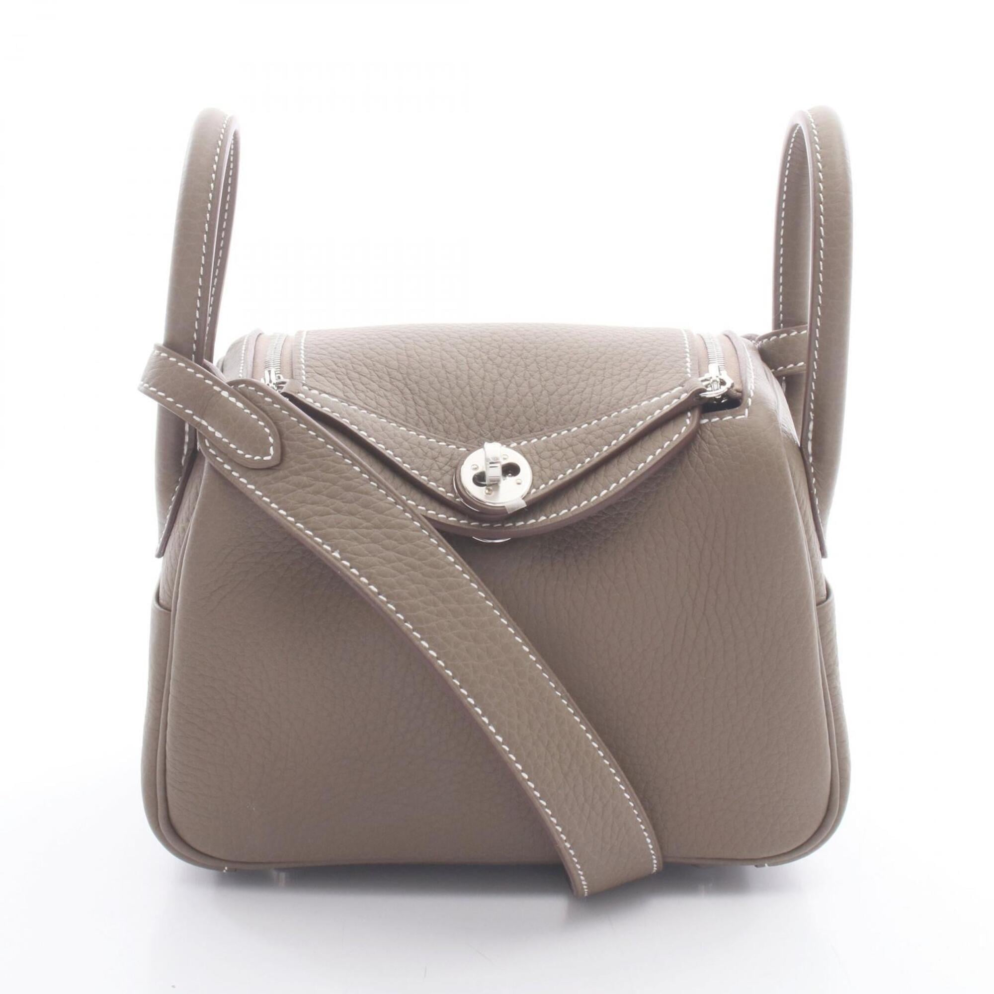 Hermes Etoupe Gray Gray Taurillon Clemence Leather Handbag Shoulder Bag (Pre-Owned)