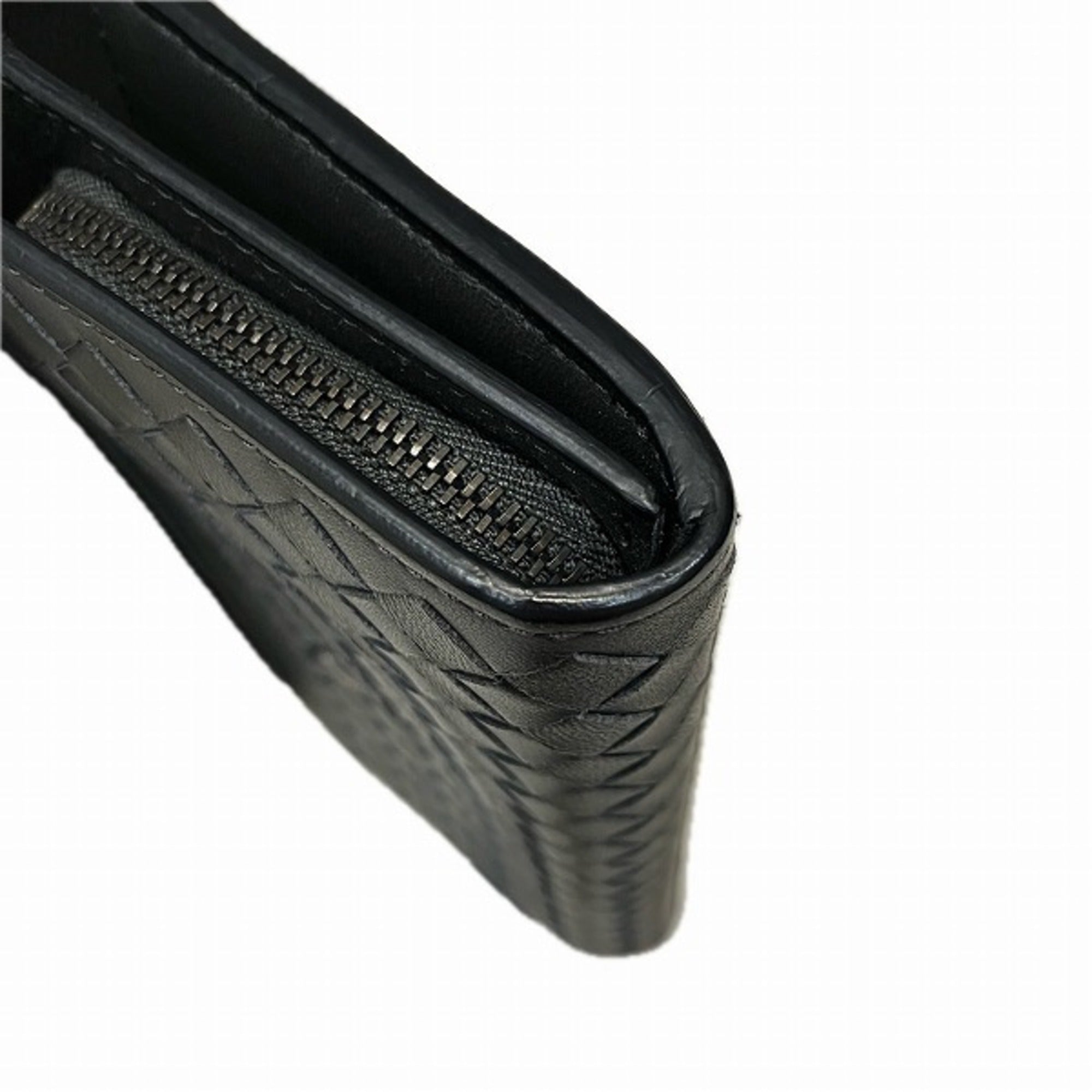 Bottega Veneta Black Leather Long Wallet (Bi-Fold) (Pre-Owned)