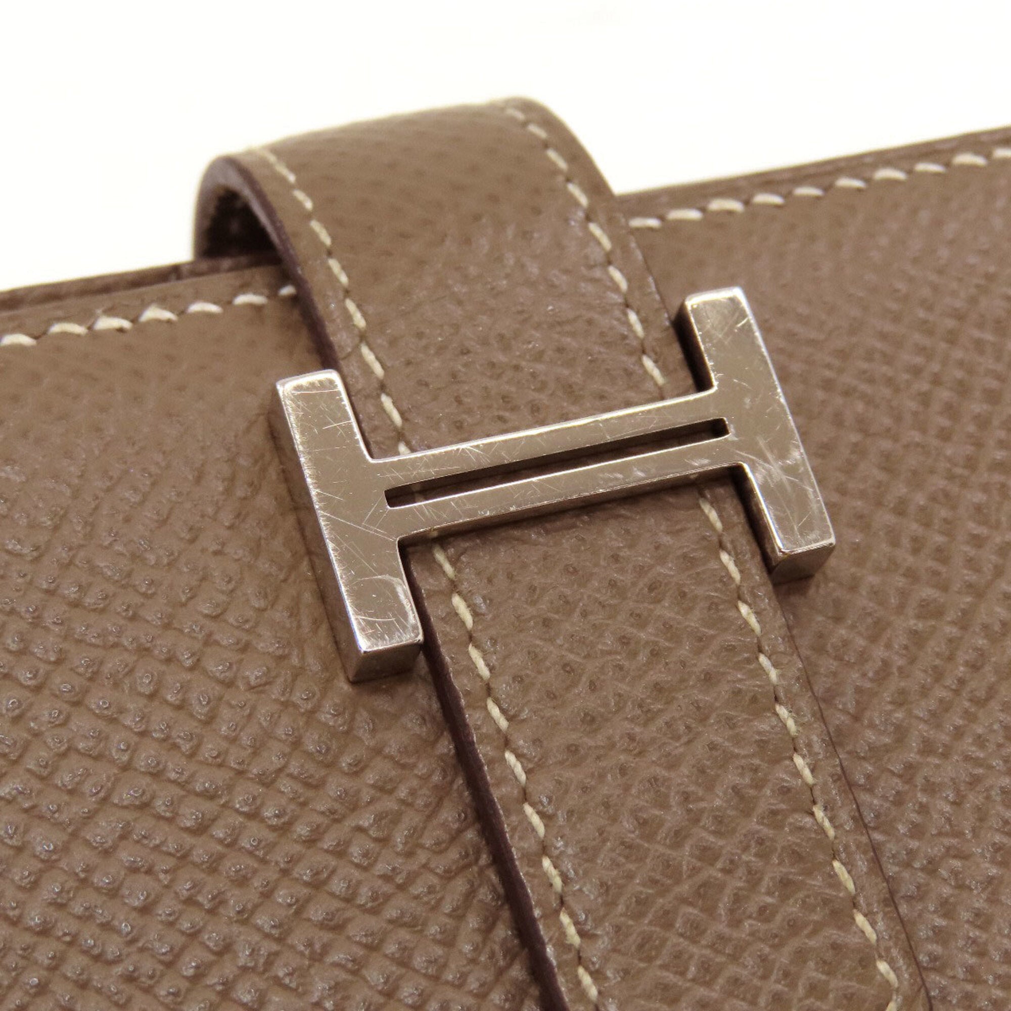 Hermes Etoupe Gray Epsom Leather Long Wallet (Bi-Fold) (Pre-Owned)