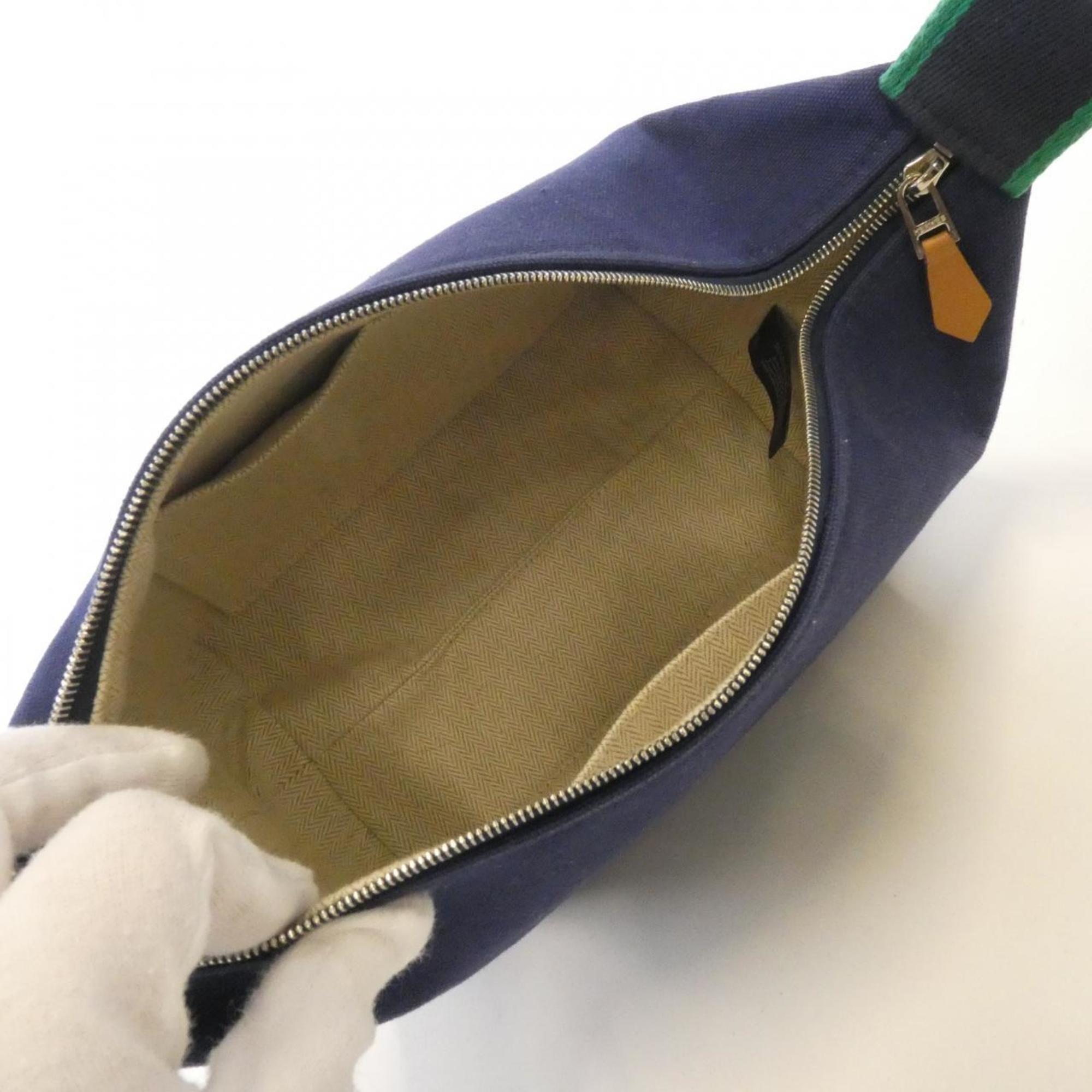 Hermes Black Marine Blue Canvas Handbag Pouch (Pre-Owned)