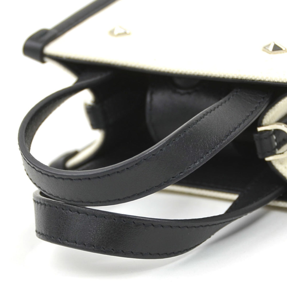 Jimmy Choo Black Ivory Canvas Leather Shoulder Bag (Pre-Owned)