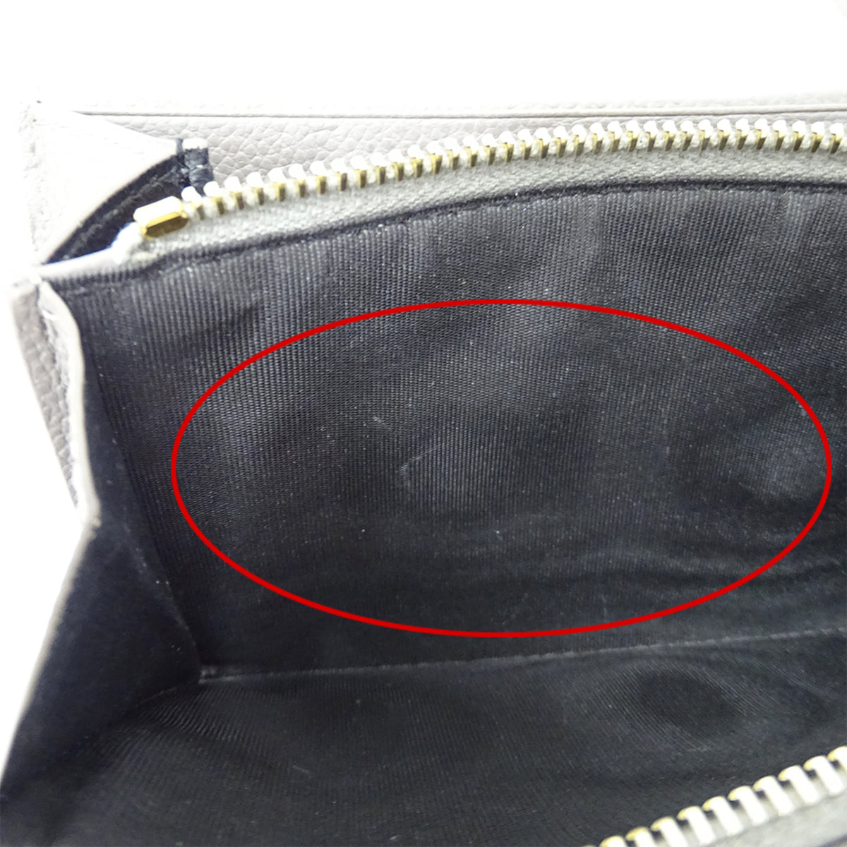 Saint Laurent Gray Leather Long Wallet (Bi-Fold) (Pre-Owned)