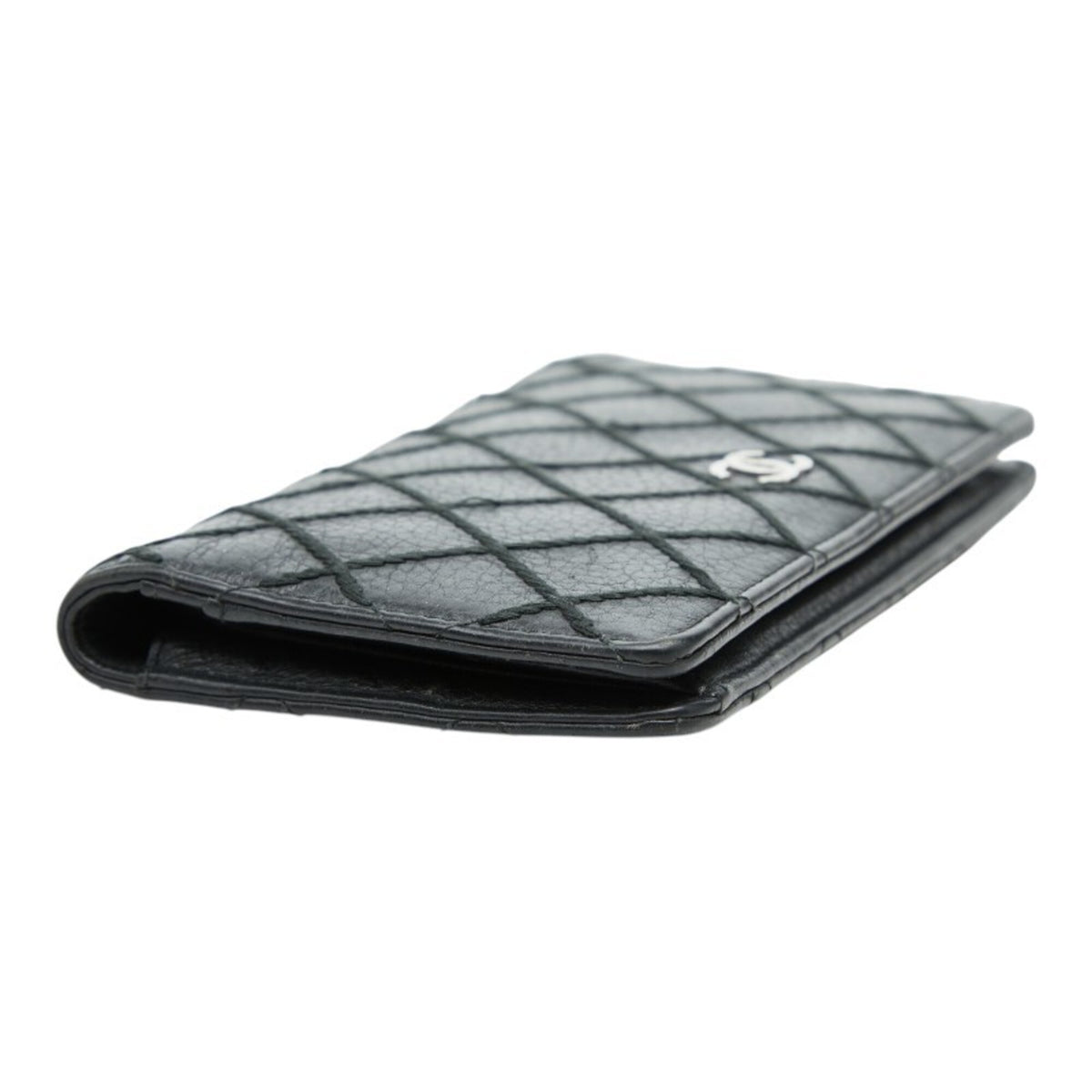 Chanel Black Leather Long Wallet (Bi-Fold) (Pre-Owned)