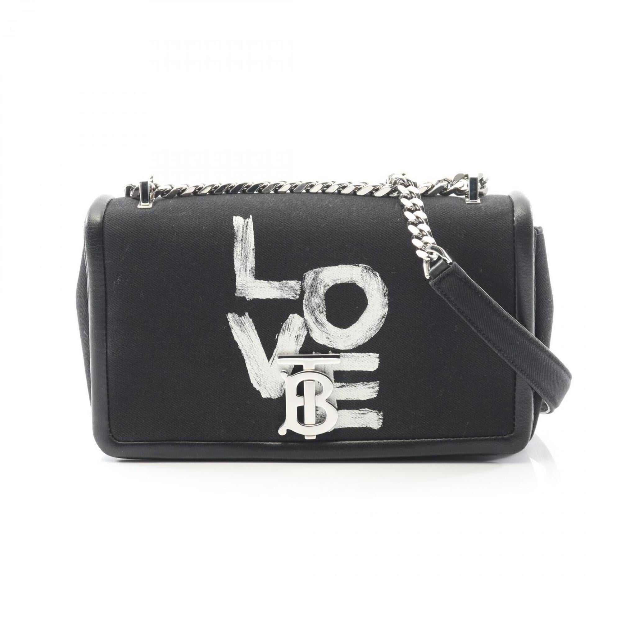 Burberry Black Canvas Leather Handbag Shoulder Bag (Pre-Owned)