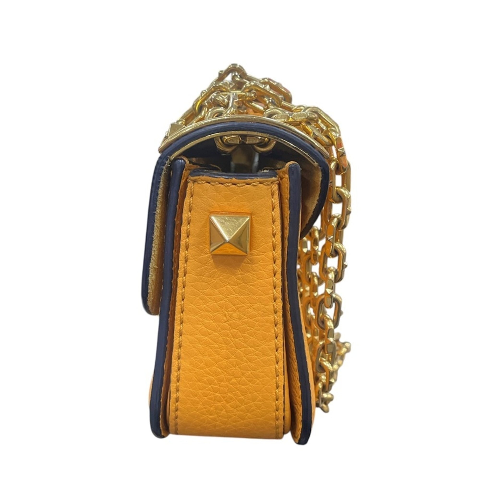 Valentino Garavani Orange Leather Shoulder Bag (Pre-Owned)