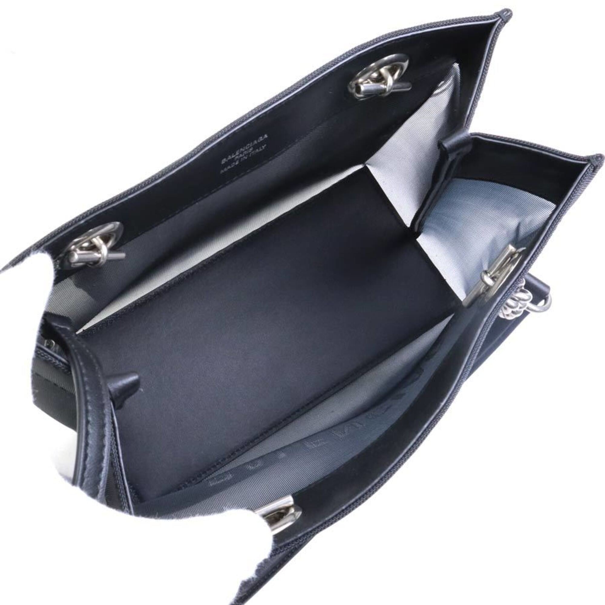 Balenciaga Black Leather Mesh Handbag Tote Bag (Pre-Owned)