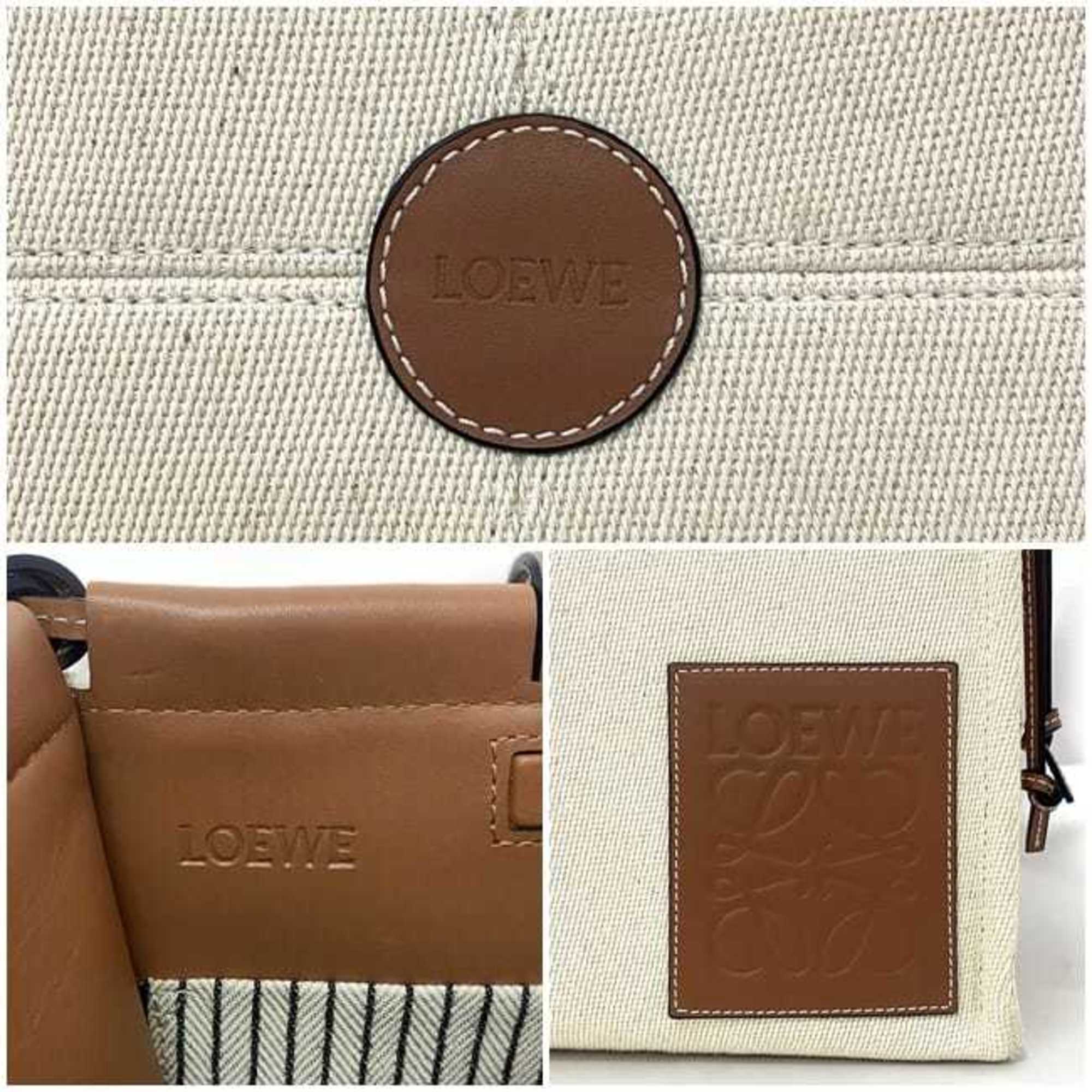 Loewe Beige Brown Canvas Leather Tote Bag (Pre-Owned)