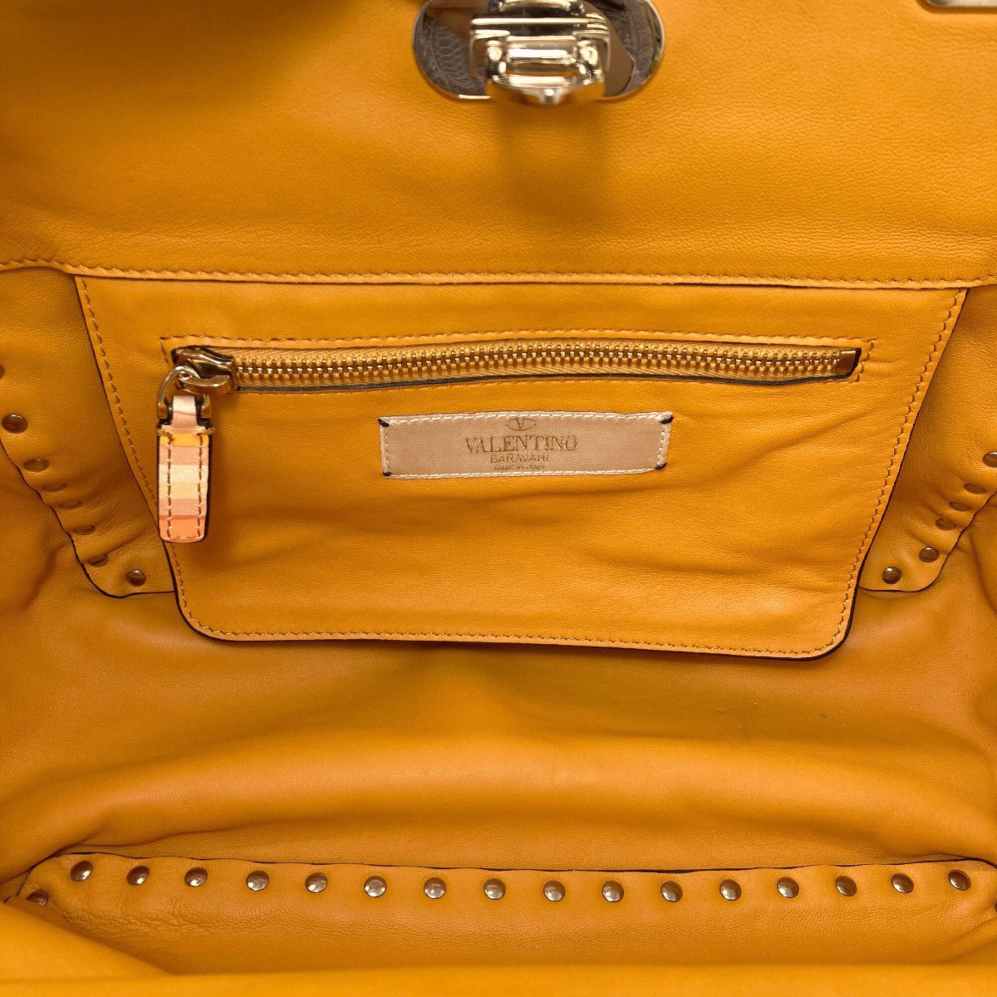 Unspecified Orange Leather Handbag (Pre-Owned)