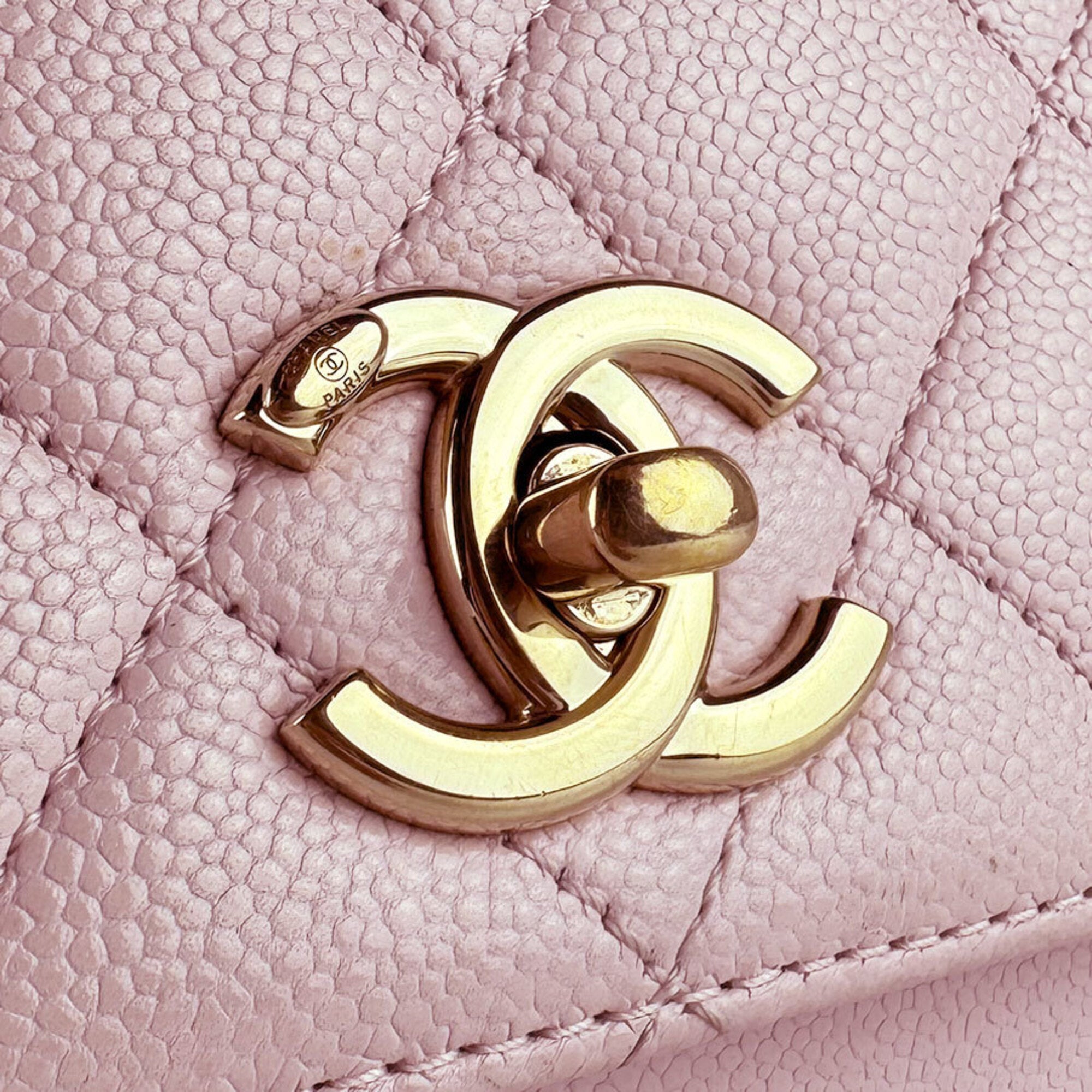 Chanel Light Pink Grained Calfskin Handbag Shoulder Bag (Pre-Owned)