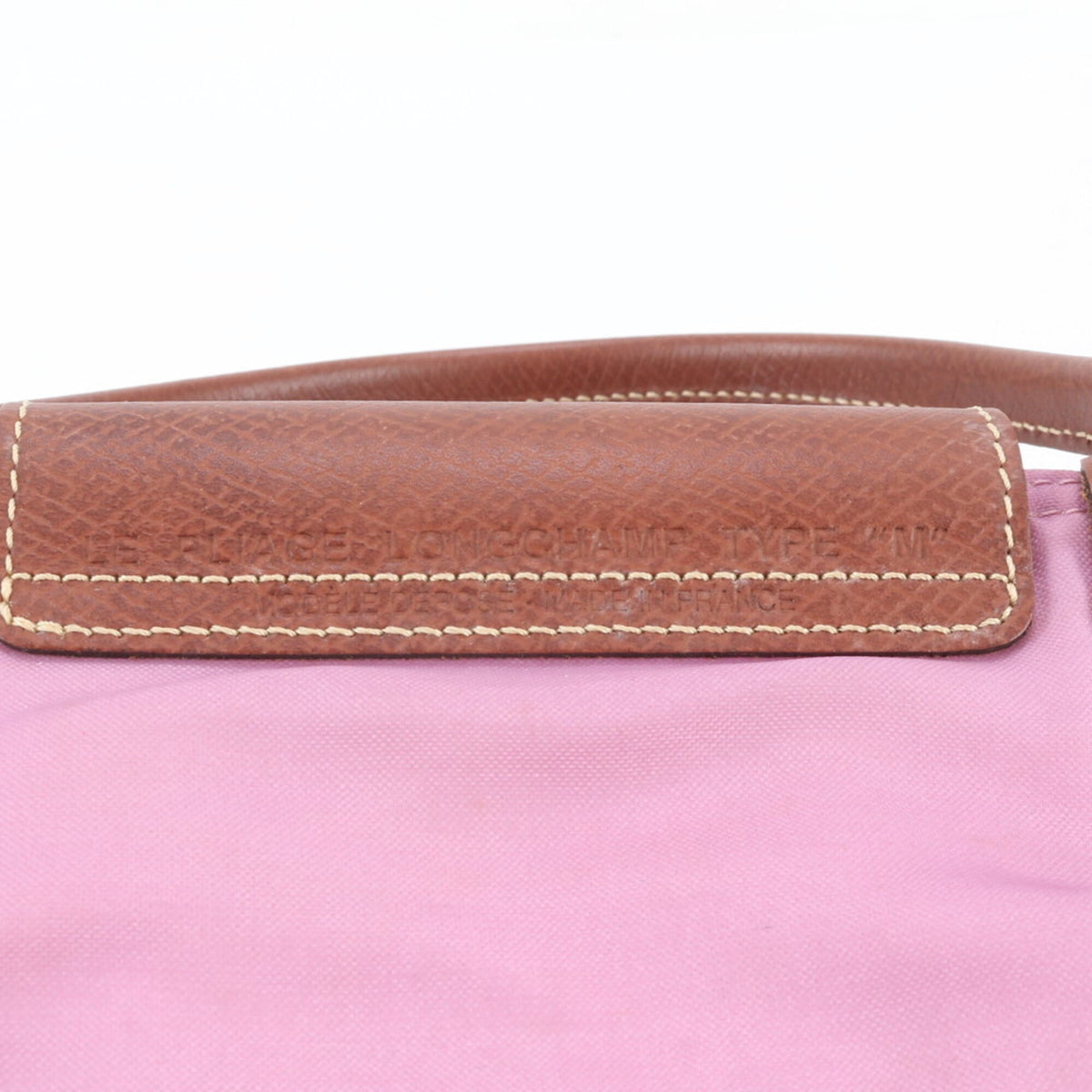Longchamp Pink Leather Nylon Handbag Shoulder Bag Tote Bag (Pre-Owned)
