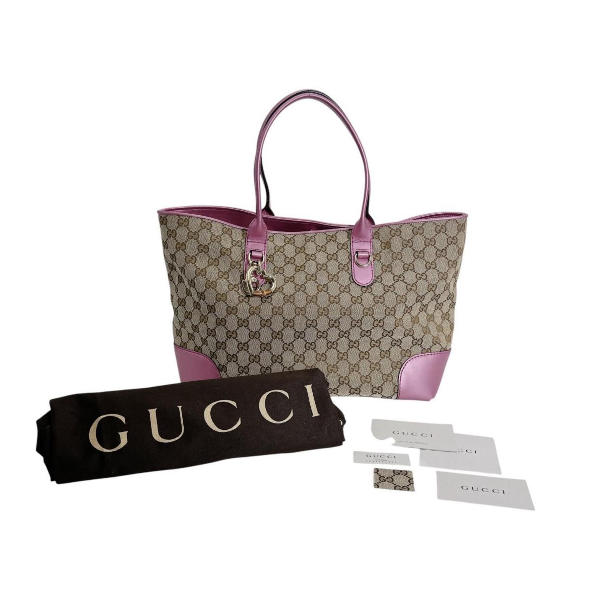 Gucci Brown Pink Gg Canvas Tote Bag (Pre-Owned)