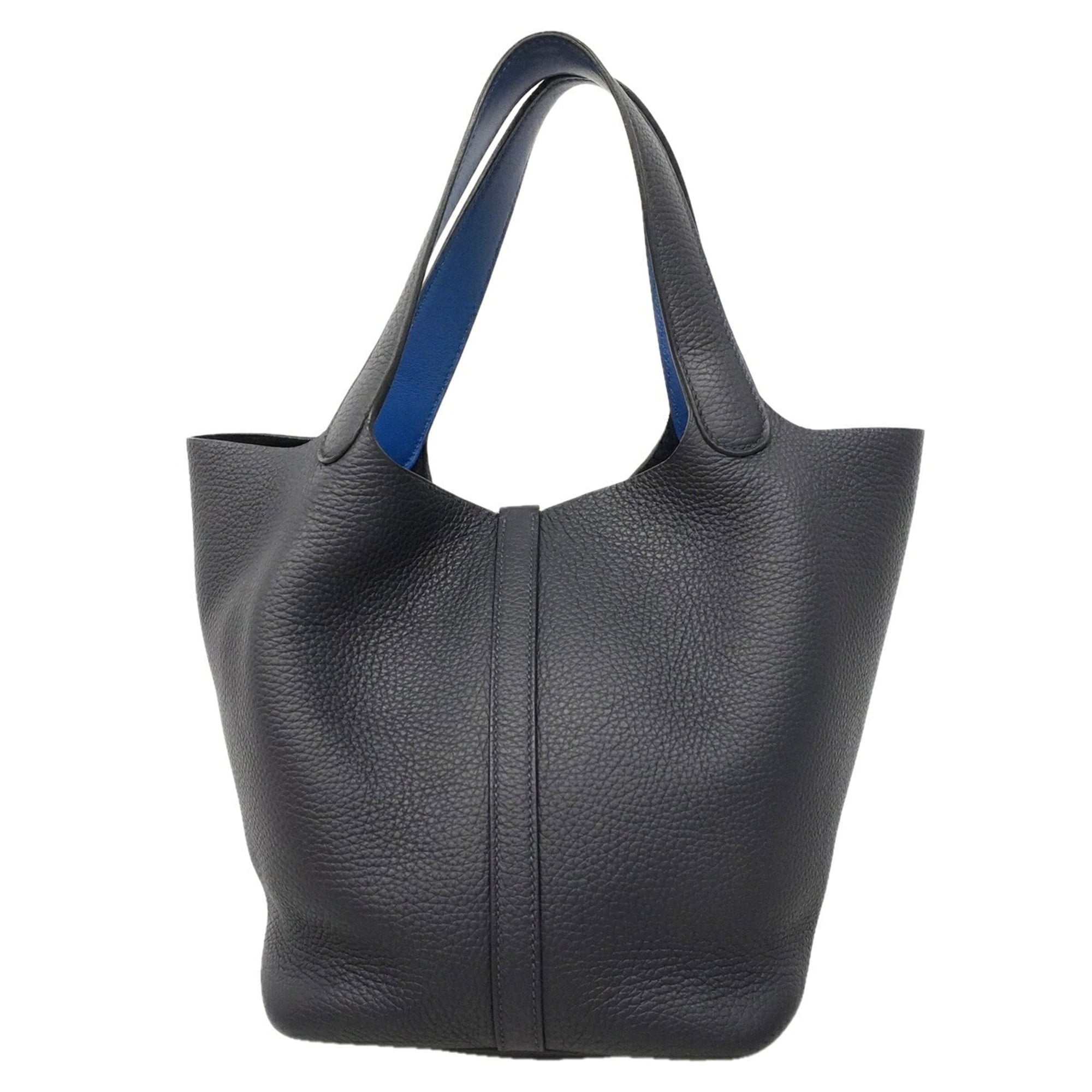 Hermes Bleu Saphir Blue Nuit Taurillon Clemence Leather Handbag (Pre-Owned)
