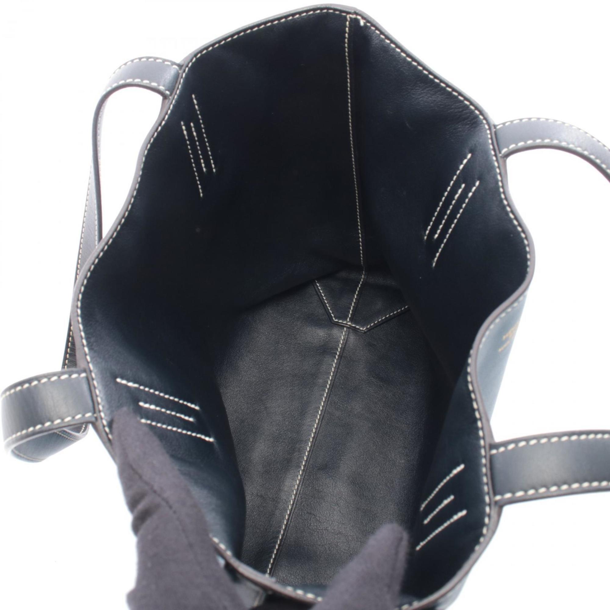 Hermes Blue Navy Leather Handbag Tote Bag (Pre-Owned)