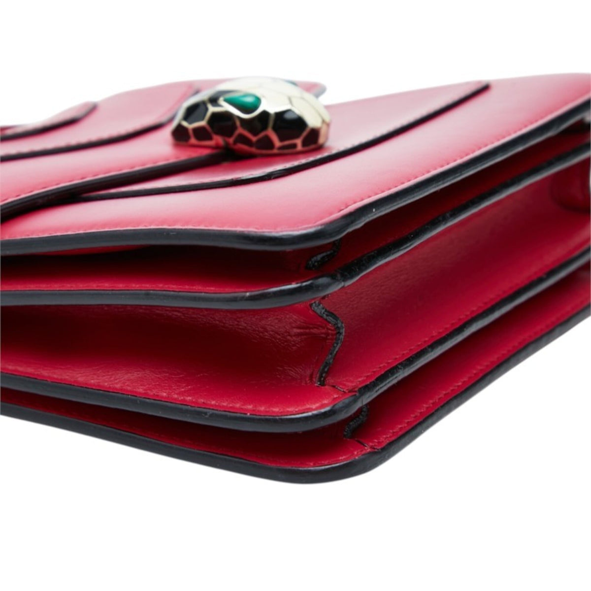Bvlgari Red Color Leather Handbag Shoulder Bag (Pre-Owned)