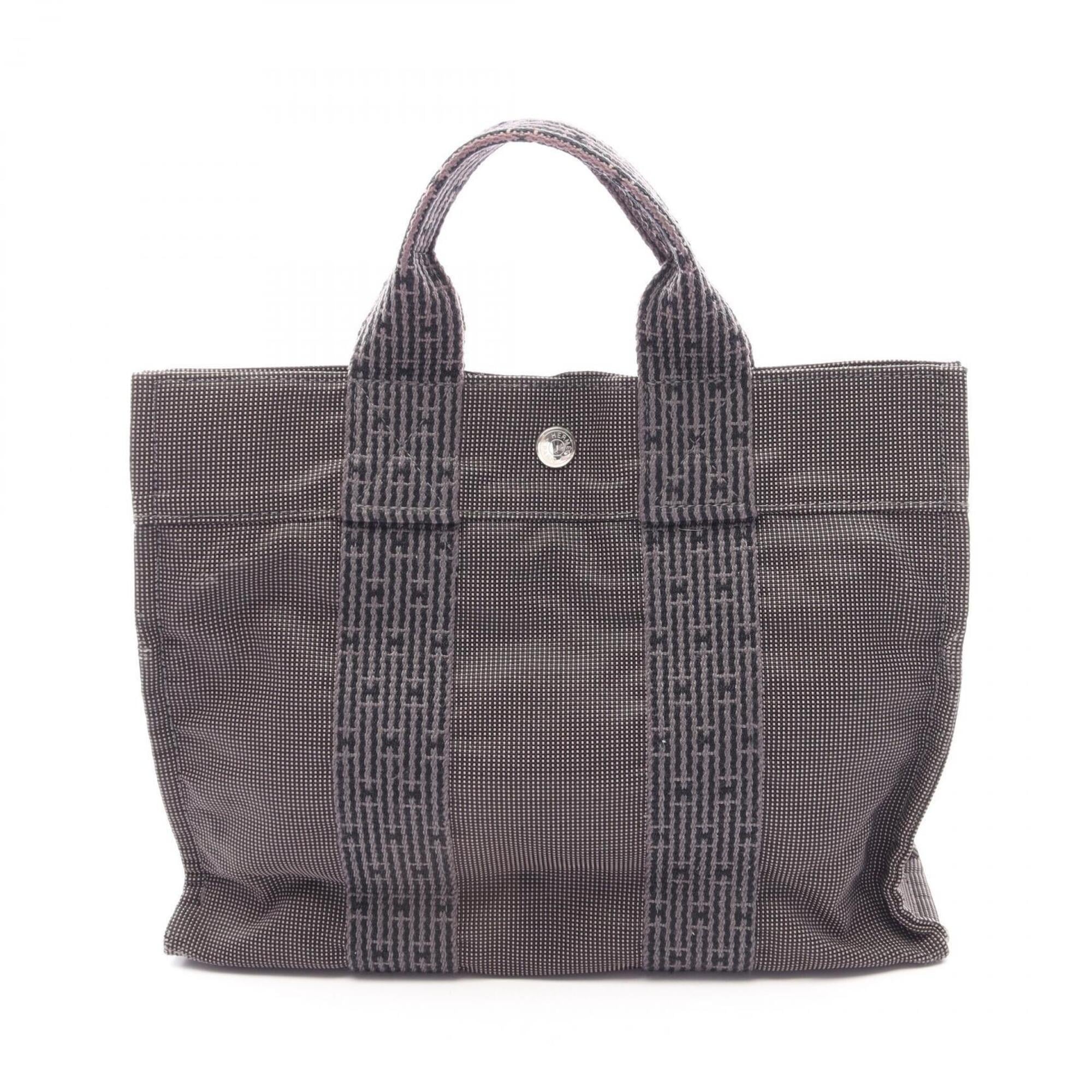 Hermes Gray Nylon Canvas Handbag Tote Bag (Pre-Owned)