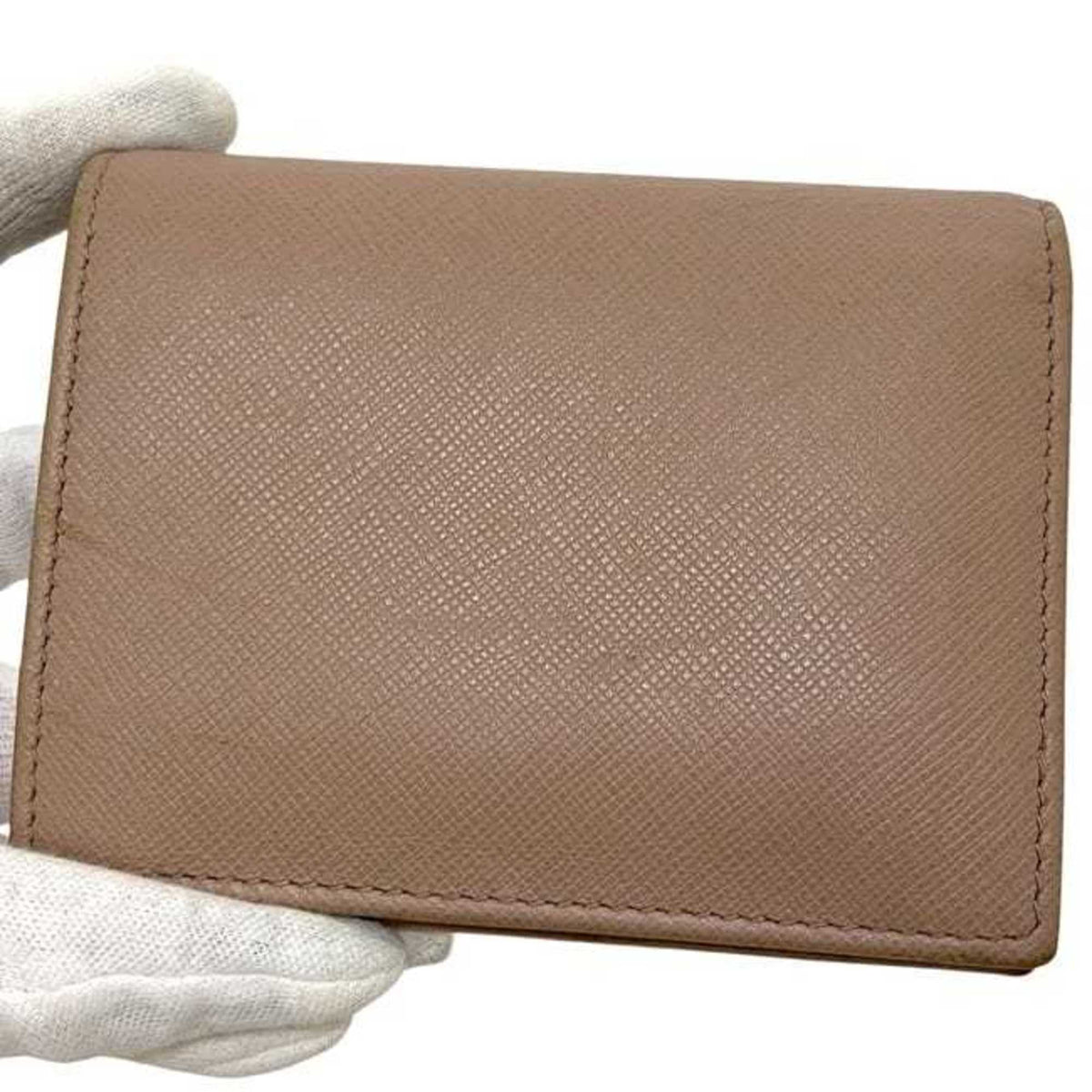 Prada Beige Saffiano Metal Wallet (Bi-Fold) (Pre-Owned)