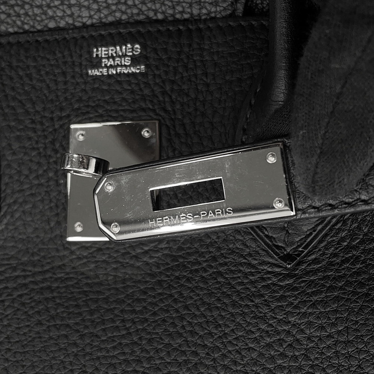 Hermes Birkin Black Taurillon Clemence Leather Handbag (Pre-Owned)