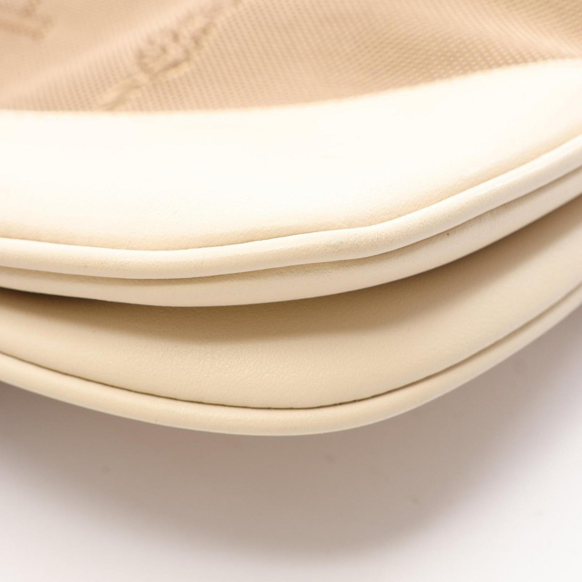 Prada Beige Ivory Canvas Leather Shoulder Bag (Pre-Owned)