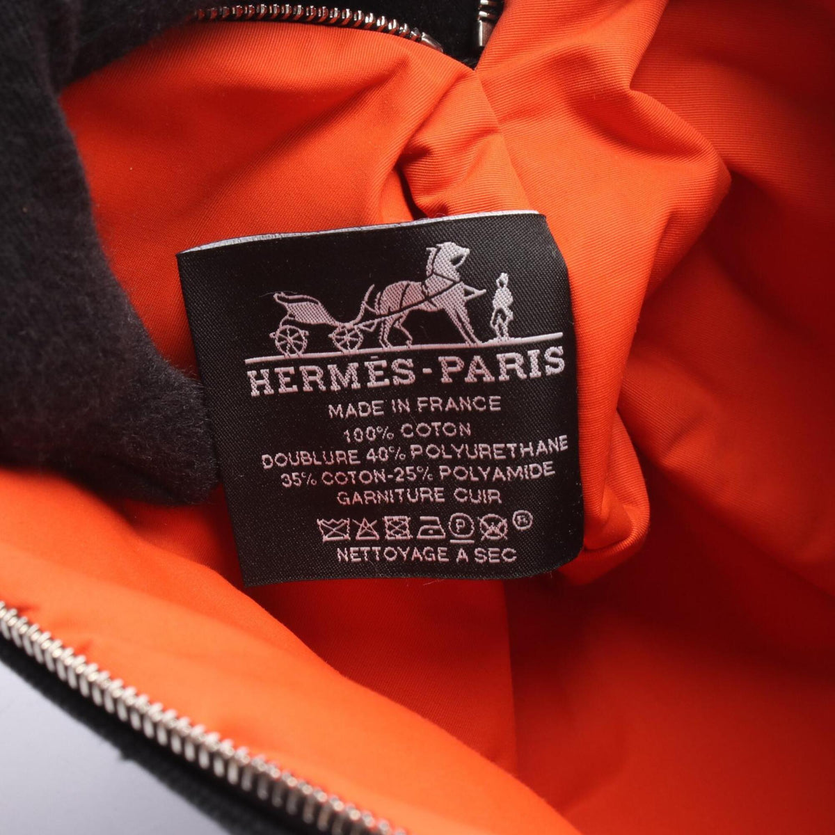 Hermes Black Brown Canvas Leather Pouch (Pre-Owned)