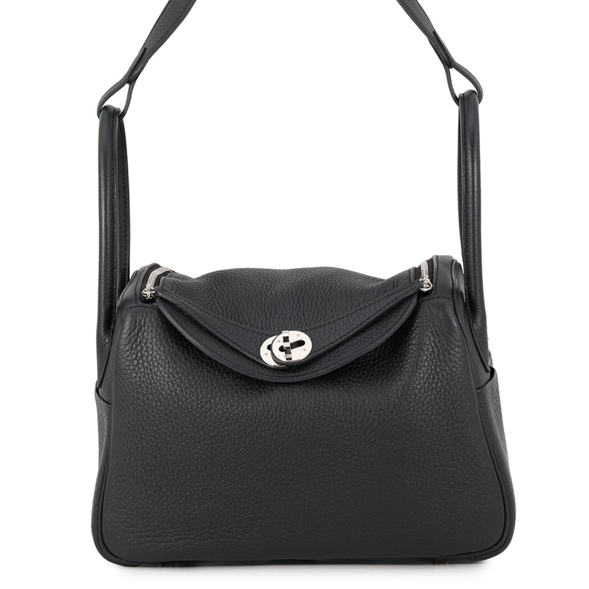 Hermes Lindy Black Taurillon Clemence Leather Handbag (Pre-Owned)