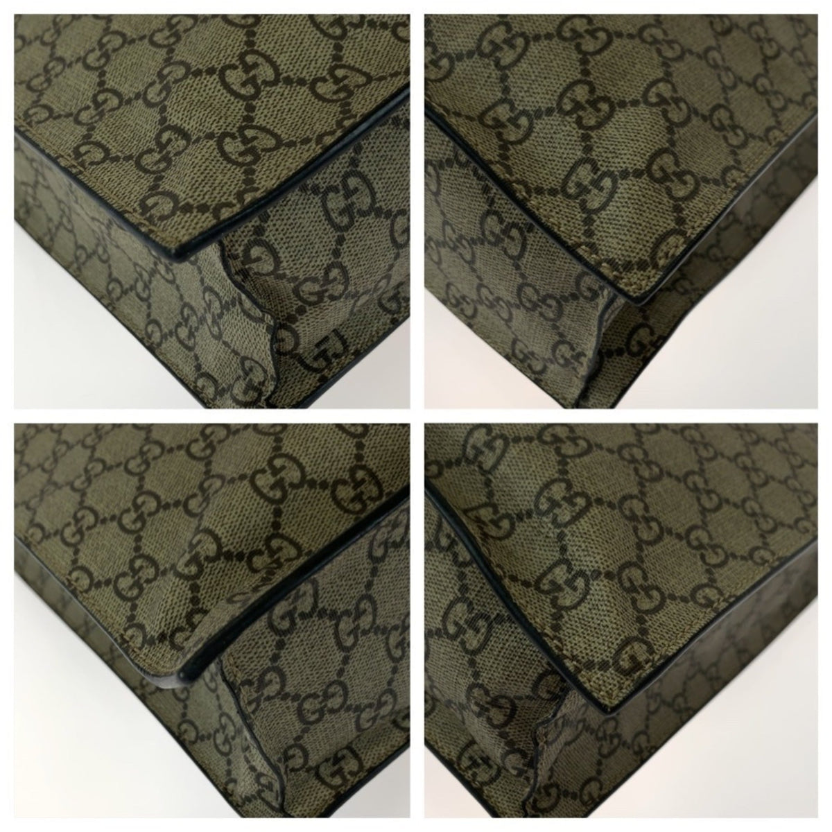Gucci Beige Multi-Color Canvas Leather Tote Bag (Pre-Owned)