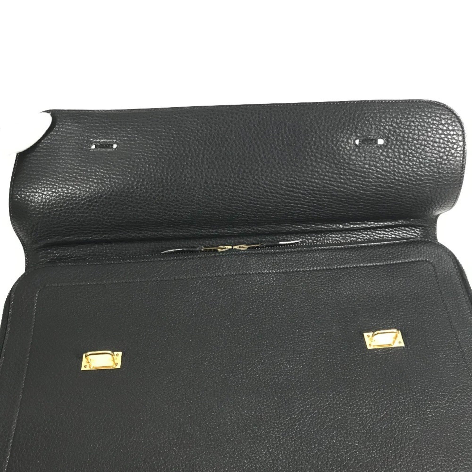 Hermes Black Leather Handbag Tote Bag (Pre-Owned)