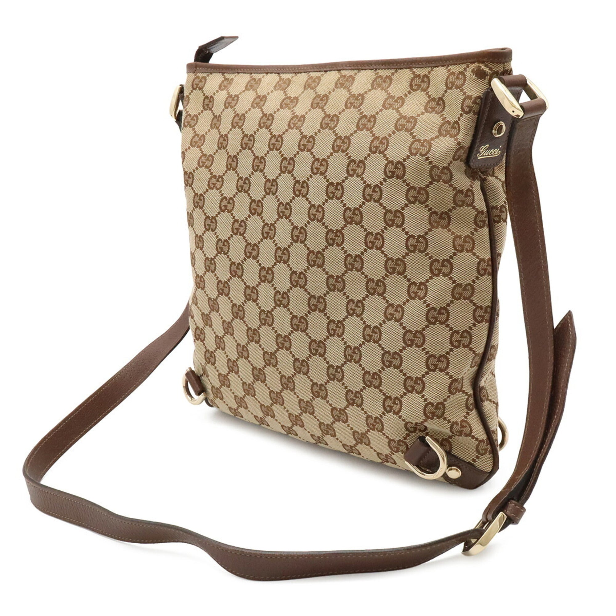 Gucci Beige Brown Brown Khaki Gg Canvas Shoulder Bag (Pre-Owned)