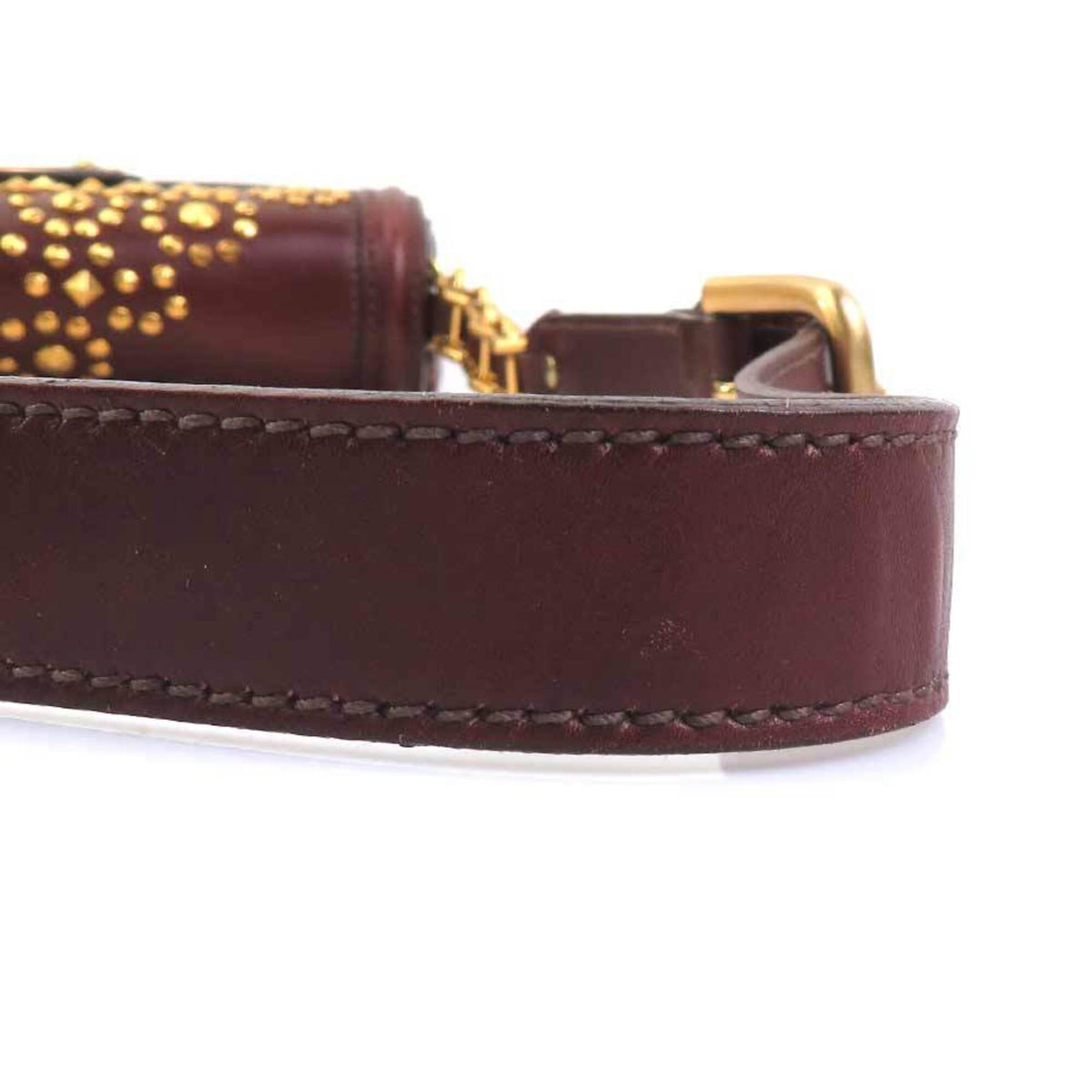 Miu Miu Brown Gold Leather Metal Shoulder Bag (Pre-Owned)