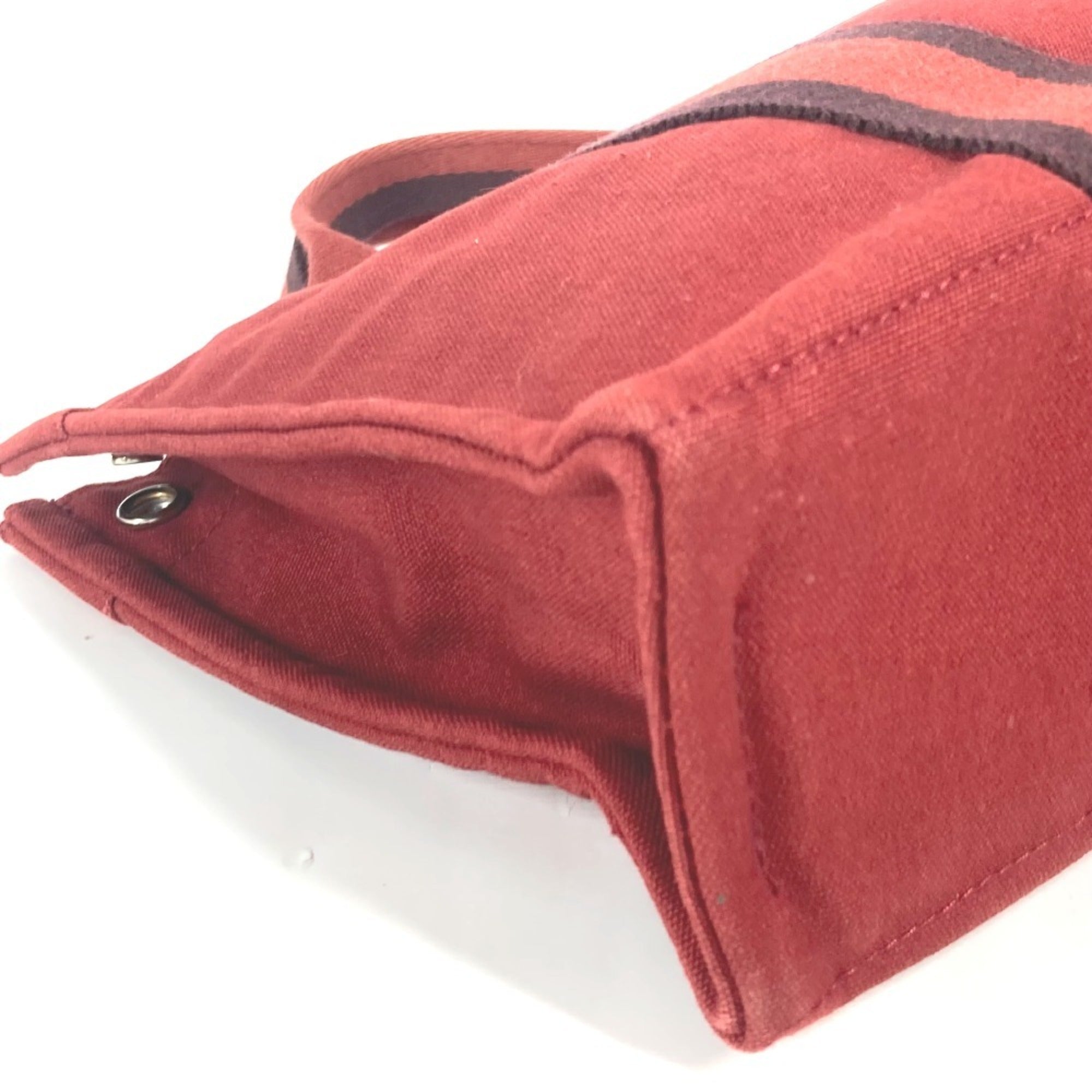 Hermes Red Color Canvas Handbag Tote Bag (Pre-Owned)