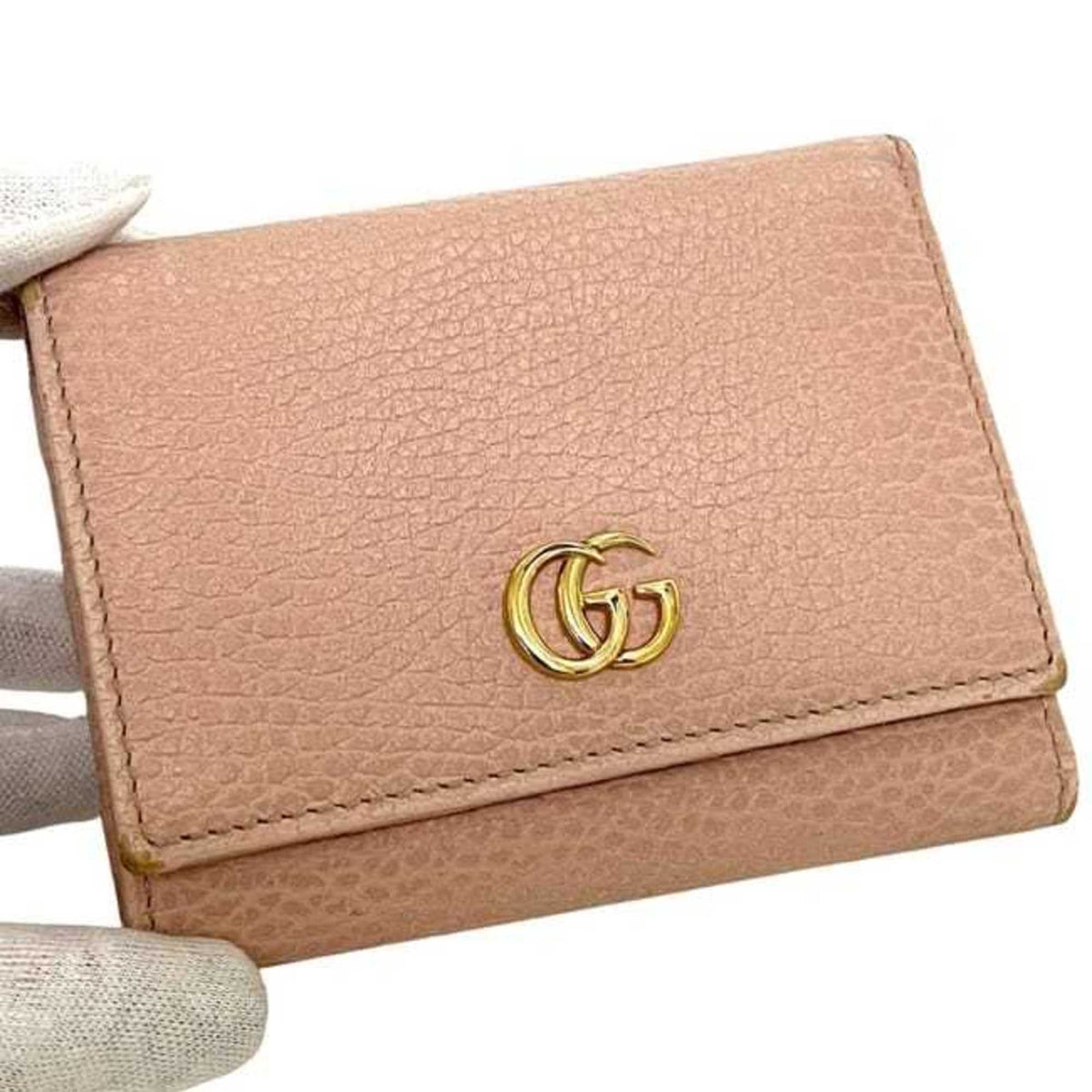 Gucci Pink Beige Leather Wallet (Tri-Fold) (Pre-Owned)