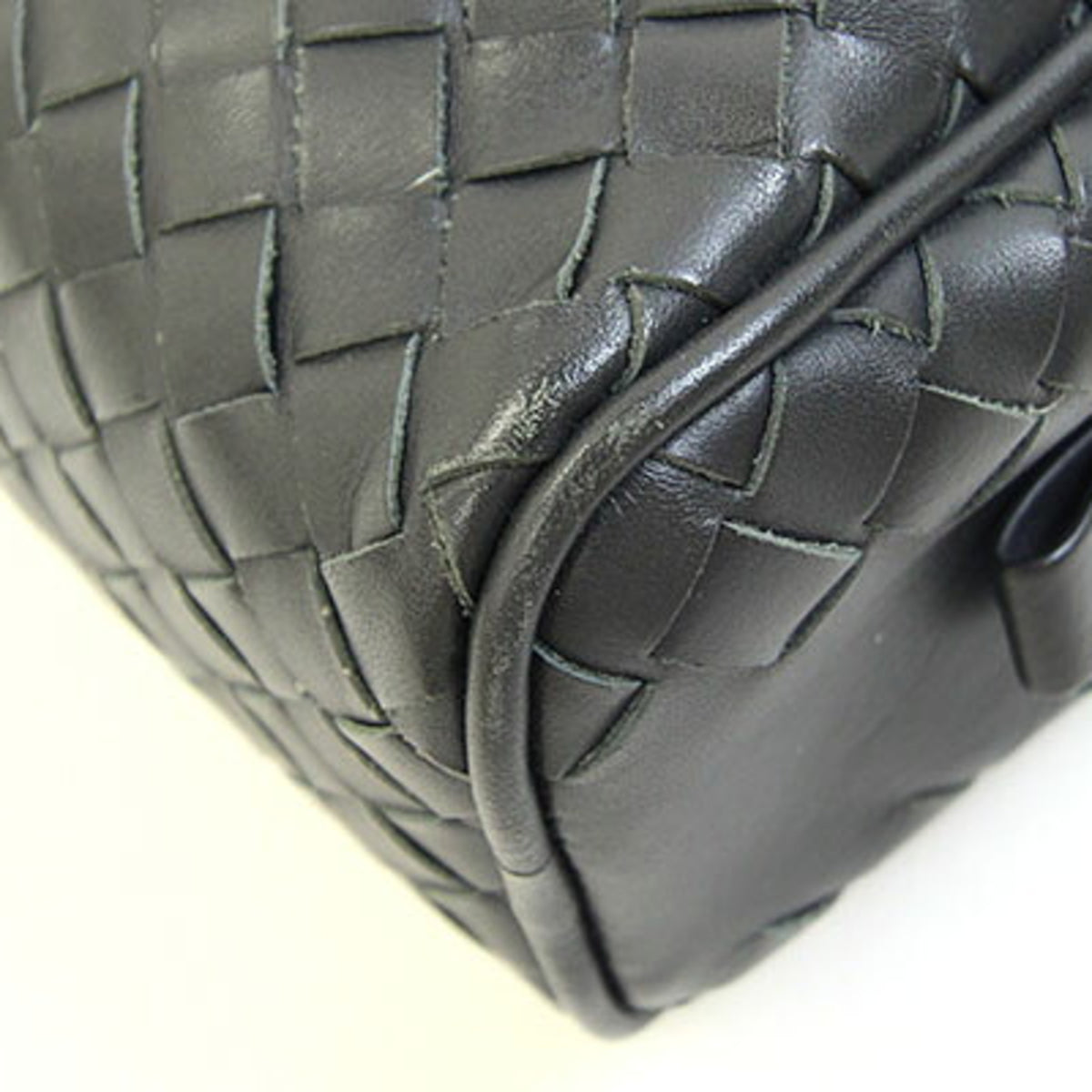 Bottega Veneta Intrecciato Dark Gray Leather Pouch (Pre-Owned)
