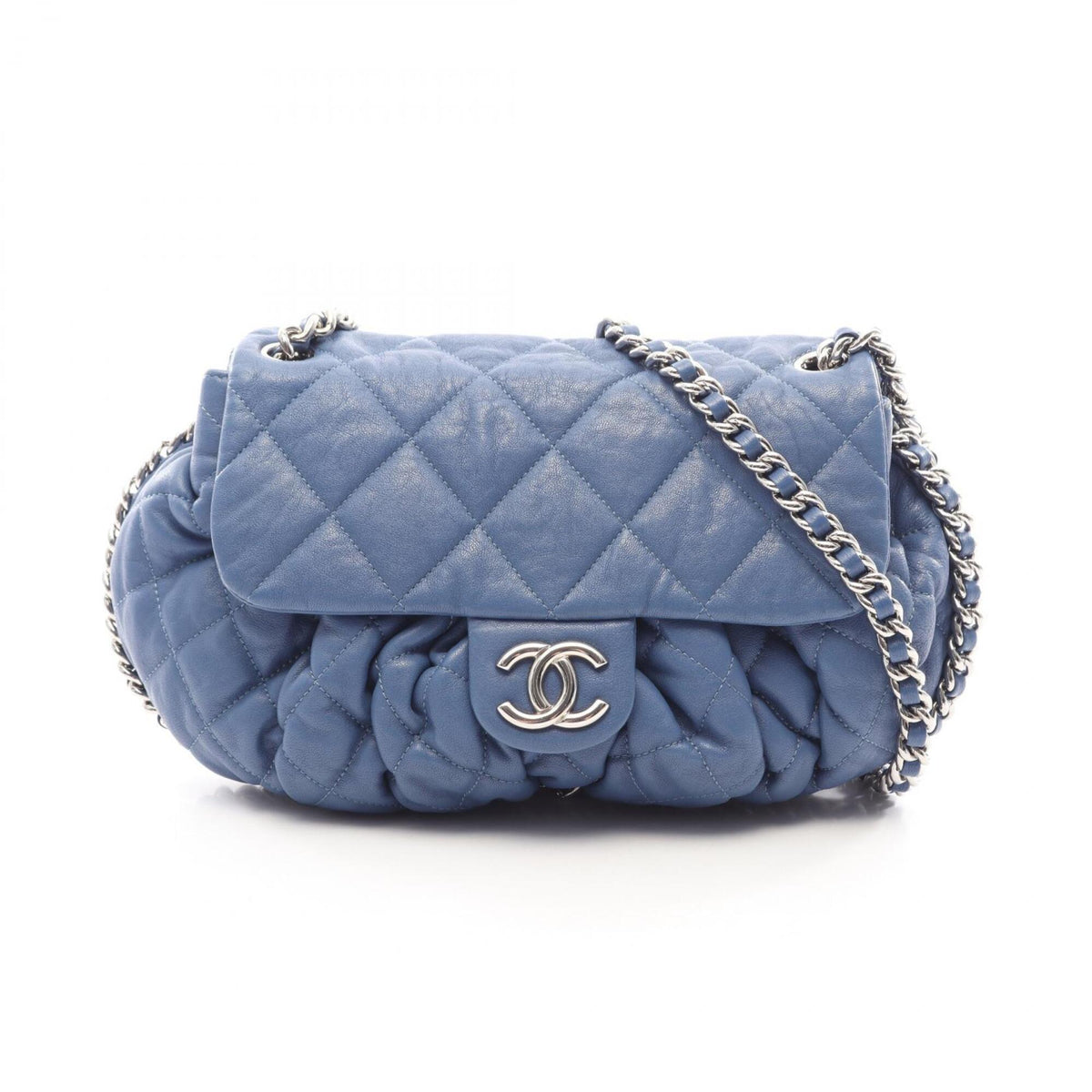 Chanel Matelasse Blue Leather Handbag Shoulder Bag (Pre-Owned)