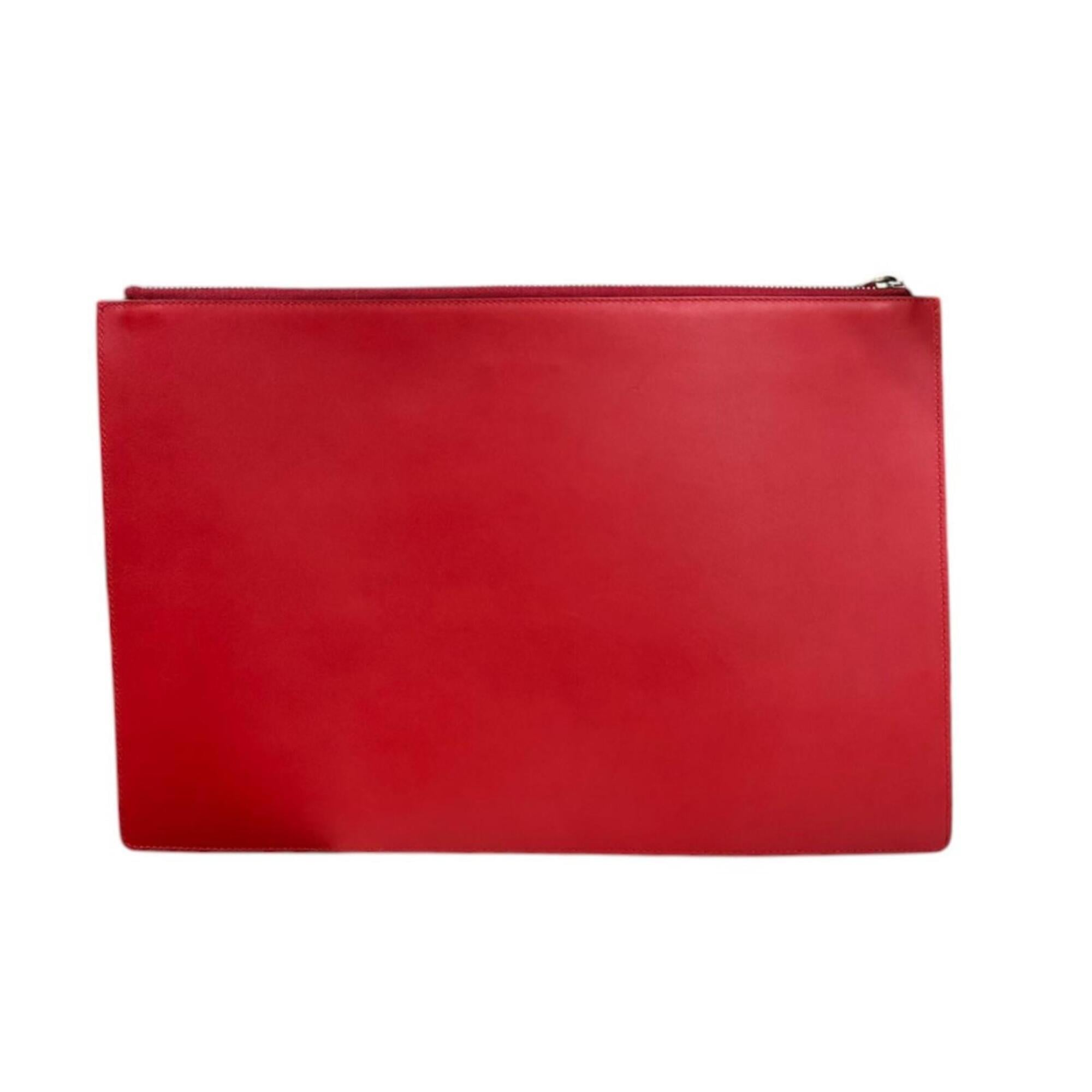 Gucci Daily Red Color Leather Clutch Bag Handbag (Pre-Owned)