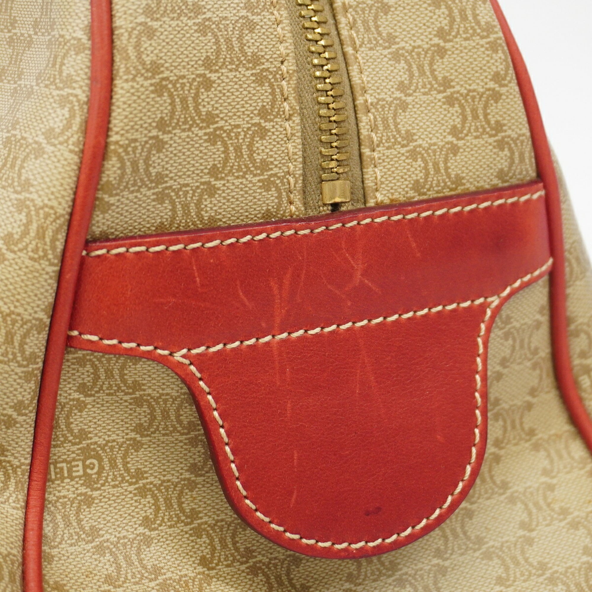Celine Beige Red Color Pvc Handbag (Pre-Owned)