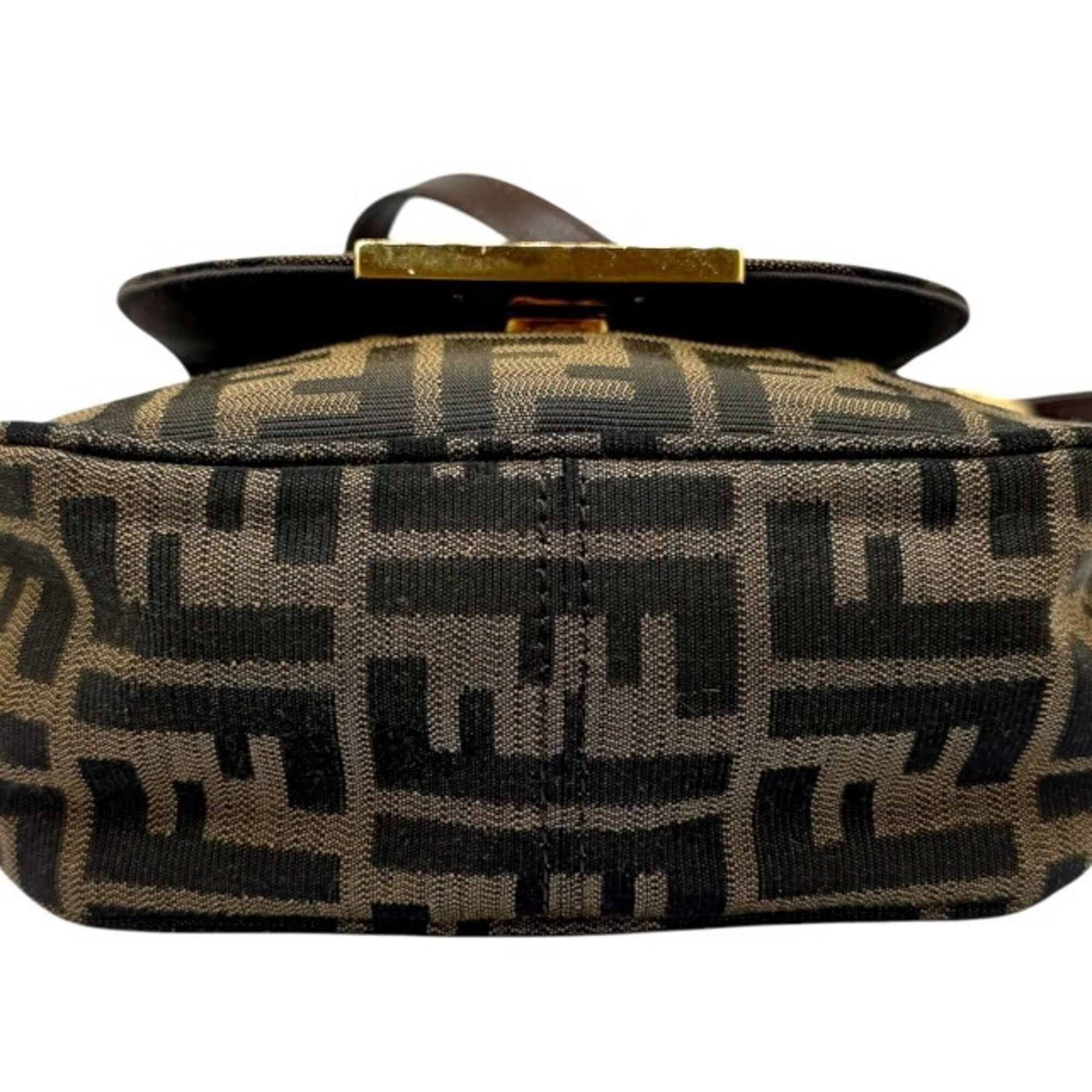 Fendi Zucca Brown Canvas Leather Shoulder Bag (Pre-Owned)