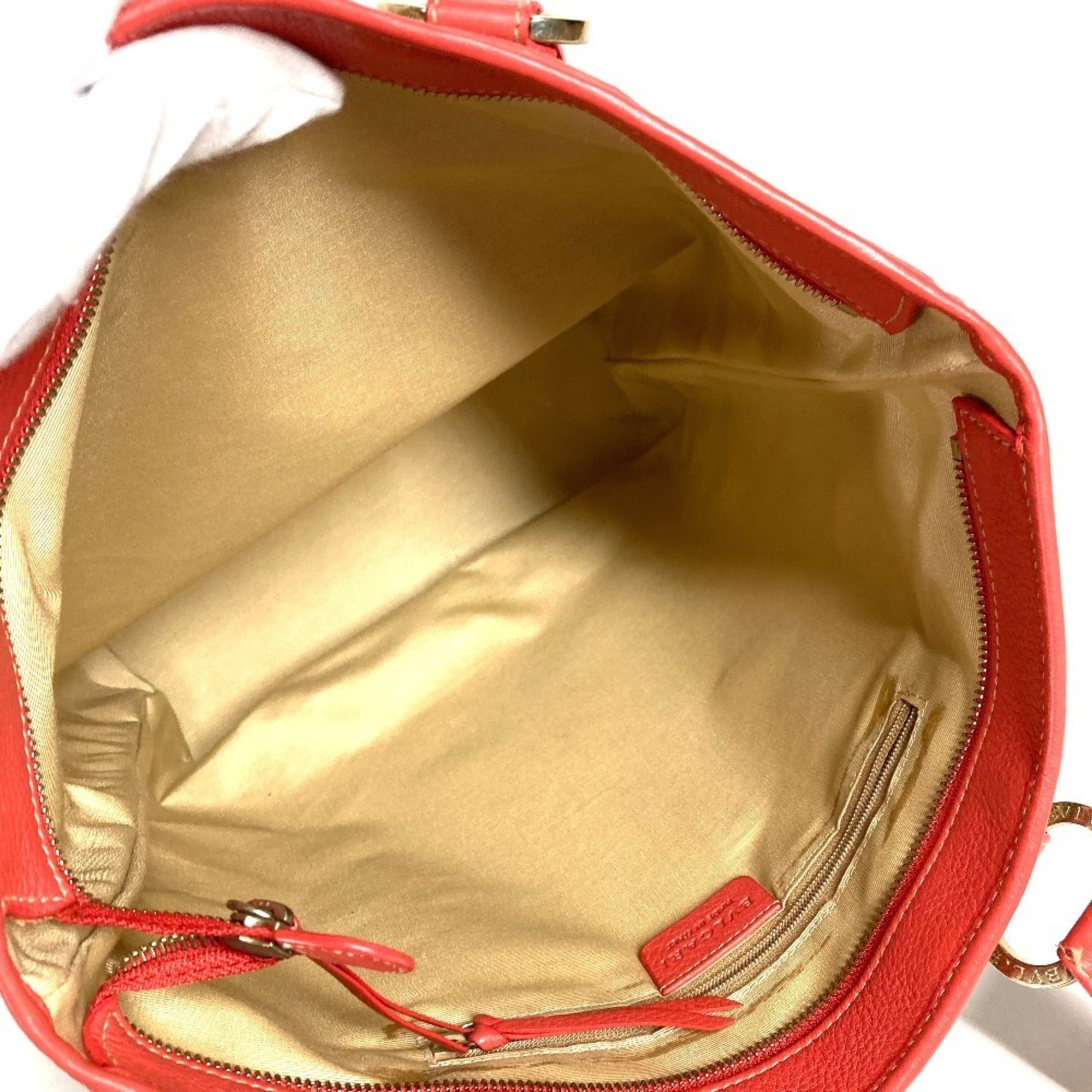 Bvlgari Beige Leather Canvas Shoulder Bag Tote Bag (Pre-Owned)