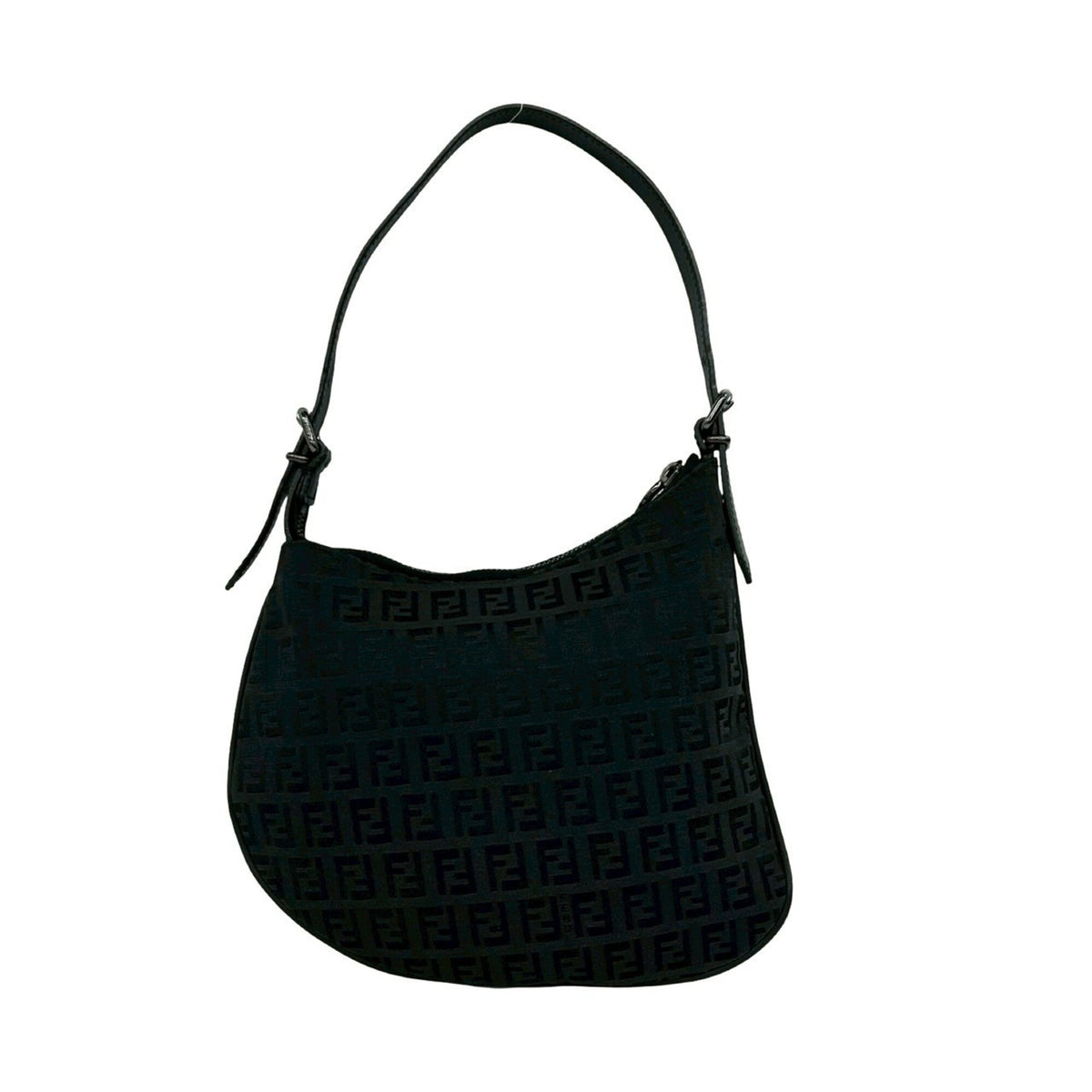 Fendi Black Canvas Leather Handbag Shoulder Bag (Pre-Owned)