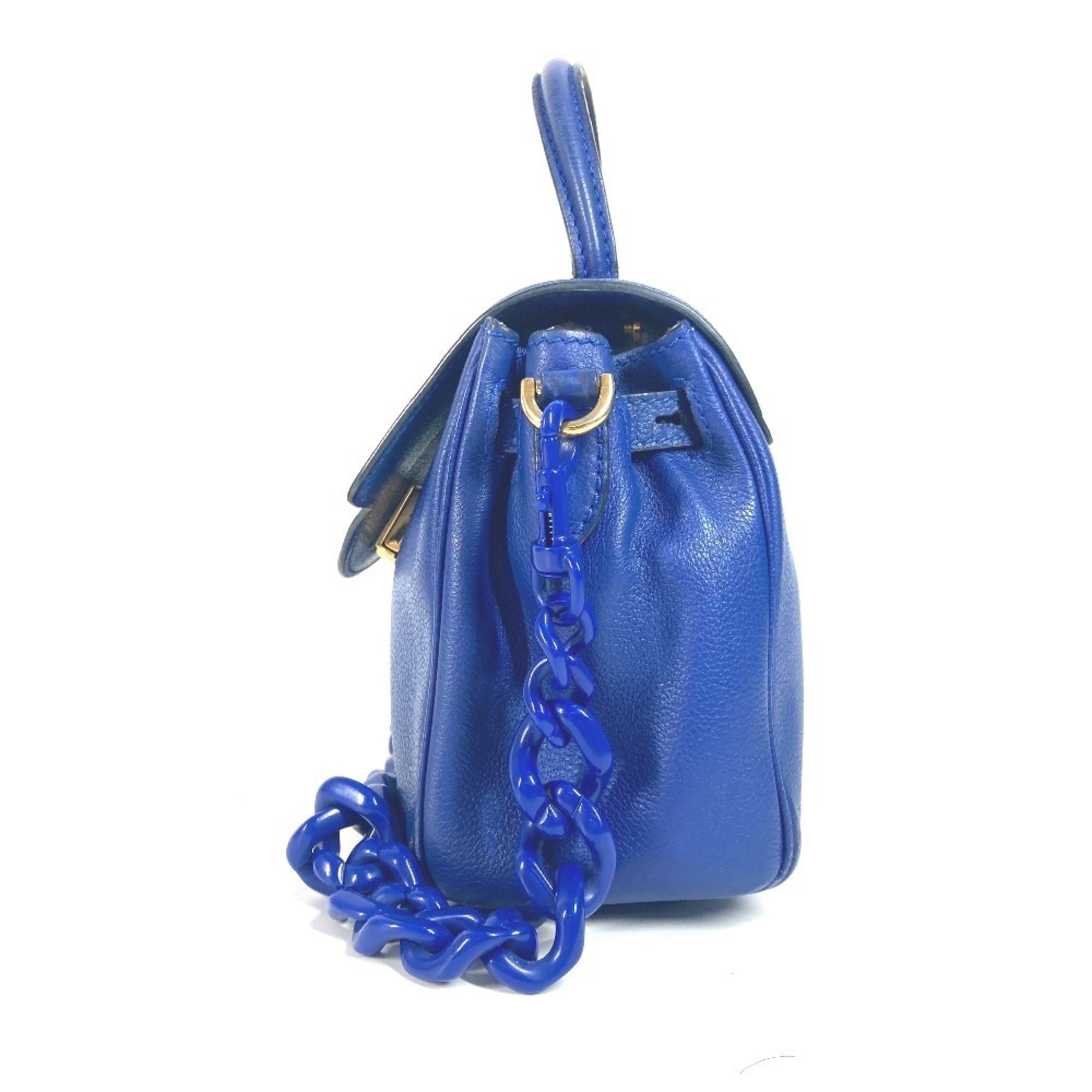 Versace Blue Leather Handbag Shoulder Bag (Pre-Owned)