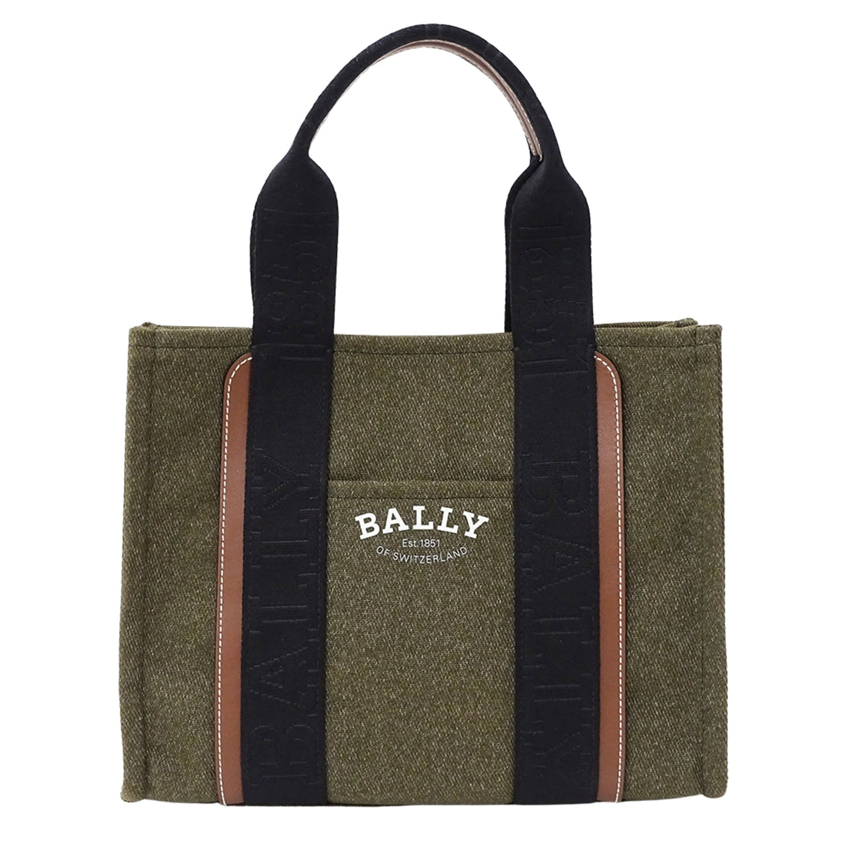 Bally Khaki Canvas Handbag Tote Bag (Pre-Owned)