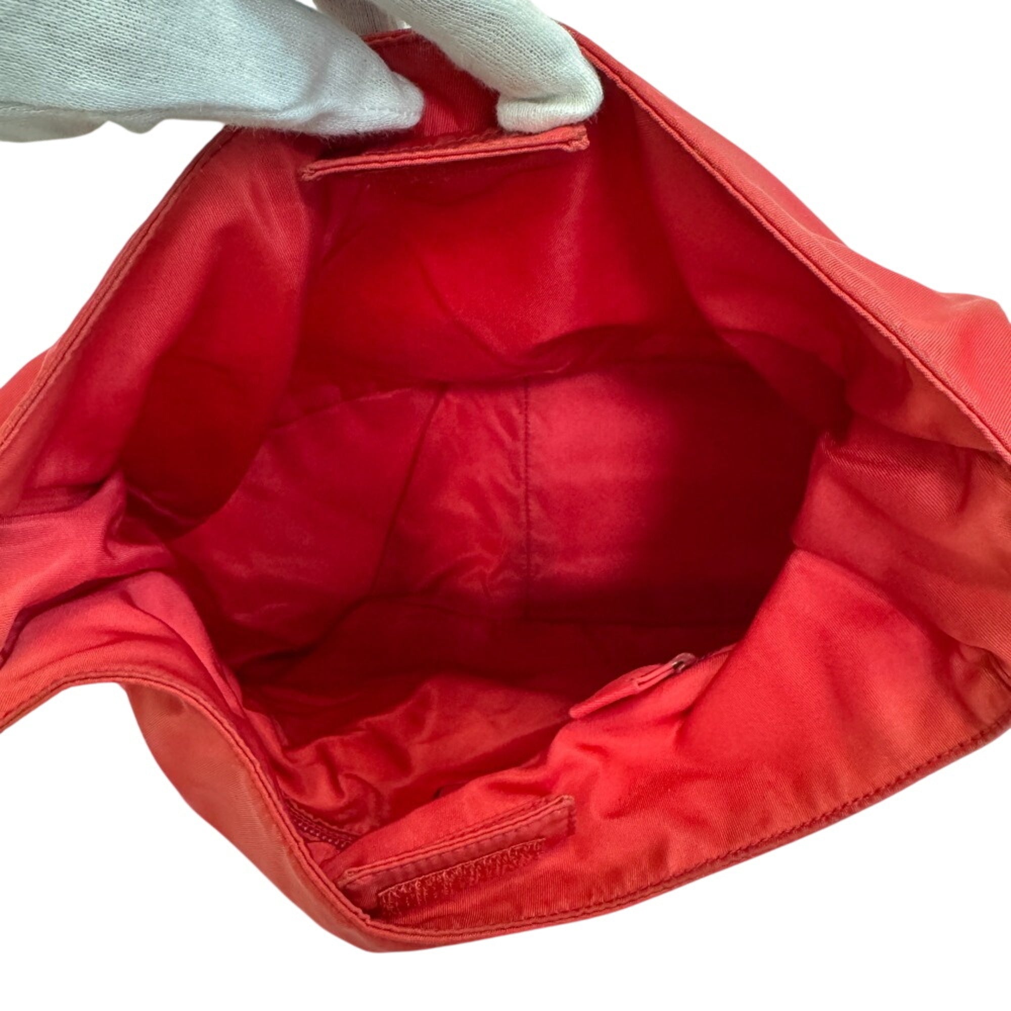 Prada Clear Red Color Nylon Plastic Shoulder Bag (Pre-Owned)
