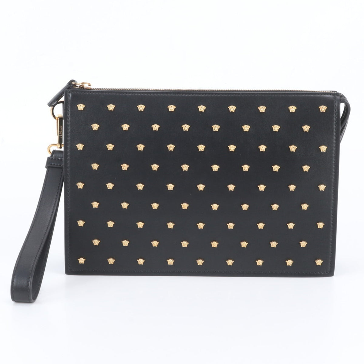 Versace Black Leather Clutch Bag Pouch (Pre-Owned)