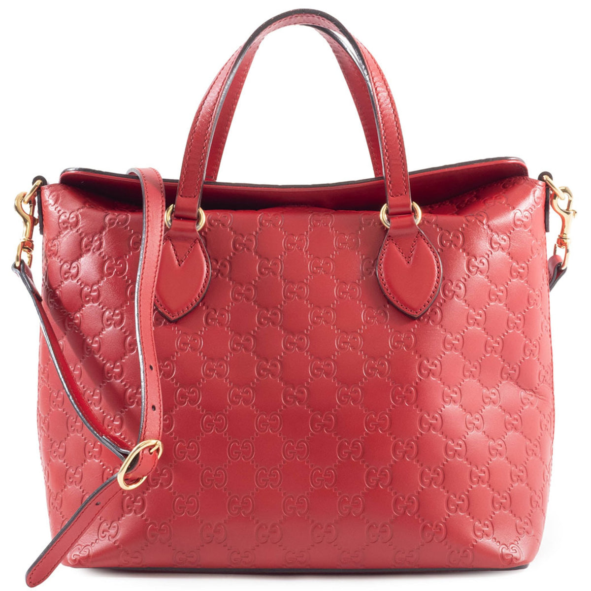 Gucci Red Color Leather Tote Bag (Pre-Owned)