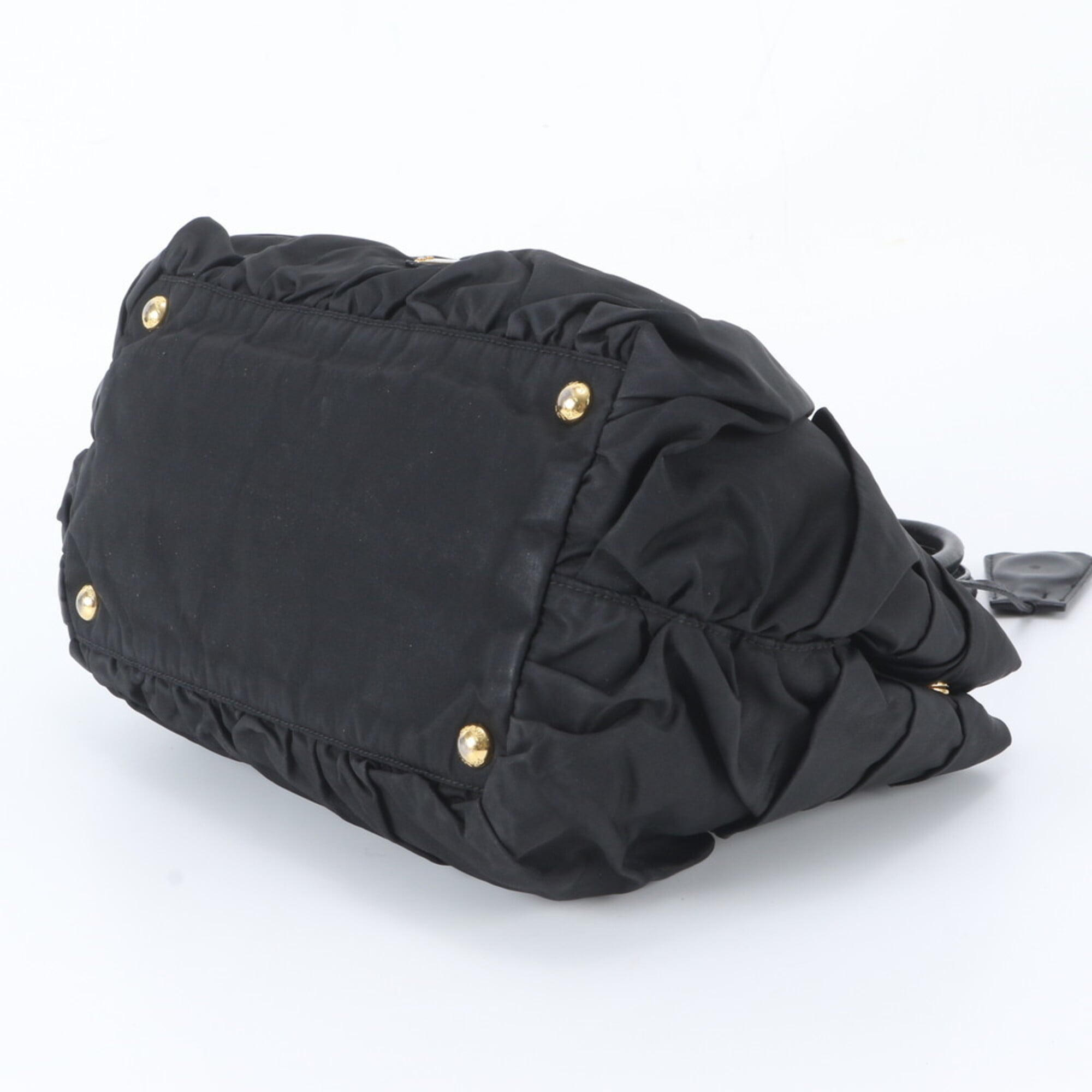 Prada Black Nylon Leather Shoulder Bag Tote Bag (Pre-Owned)